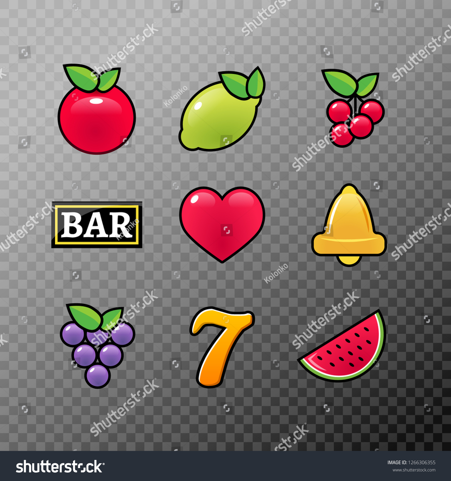 Slot Machine Symbols Icons Set Casino Stock Vektorgrafik Lizenzfrei