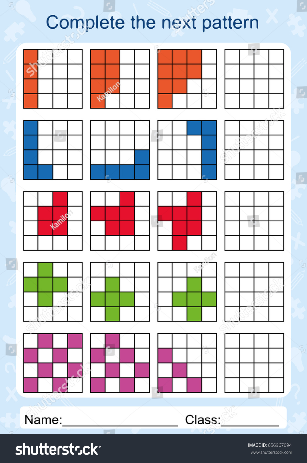 Slot Pattern Complete Next Pattern Worksheet Stock Vector (Royalty Free ...