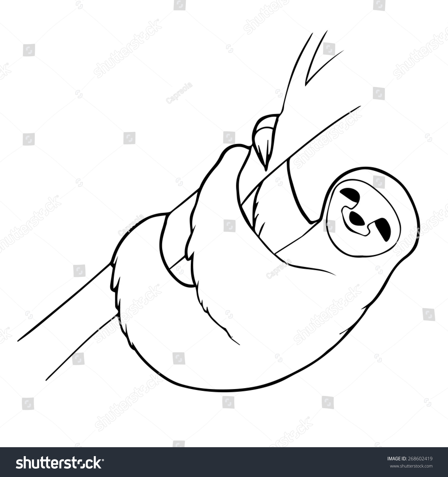 Sloth Outline Illustration Stock Vector 268602419 - Shutterstock