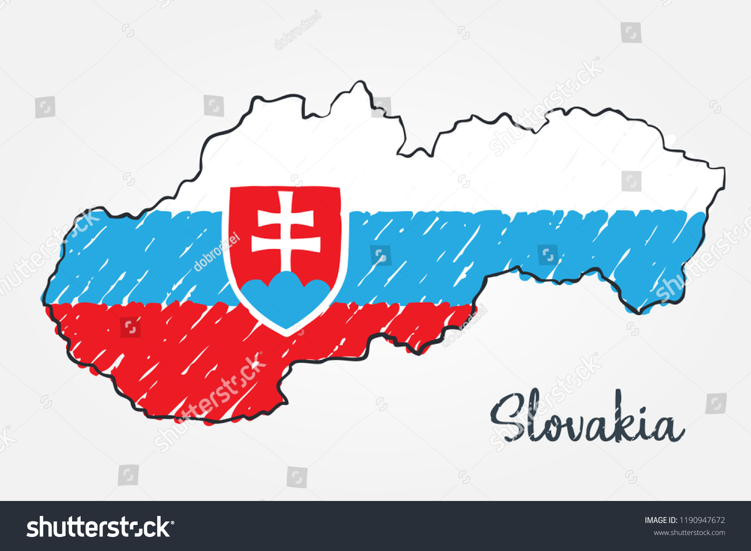 Slovakia Map Hand Drawn Sketch Vector Stock Vector (Royalty Free ...