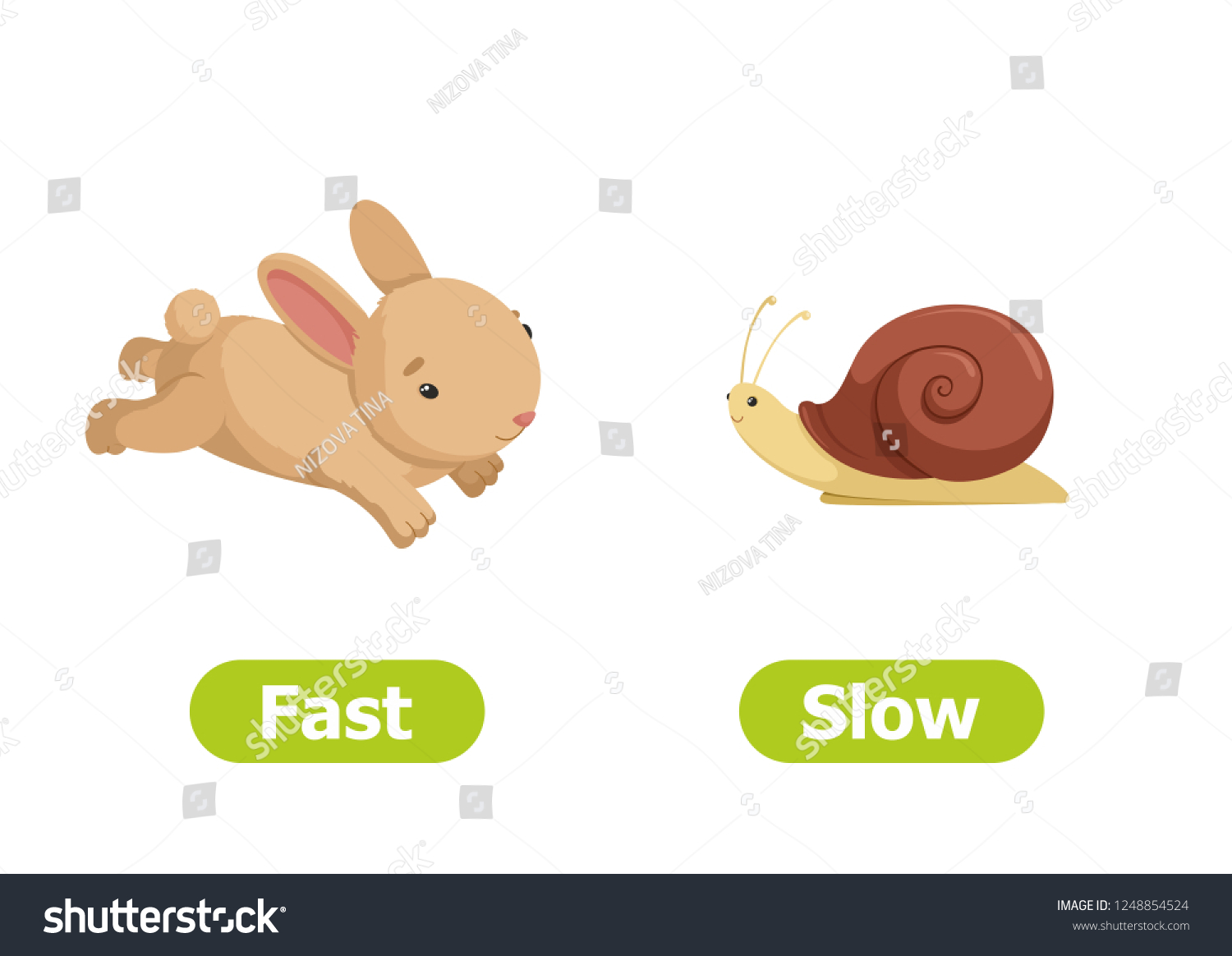 slow-fast-antonyms-word-card-vector-vector-de-stock-libre-de-regal-as