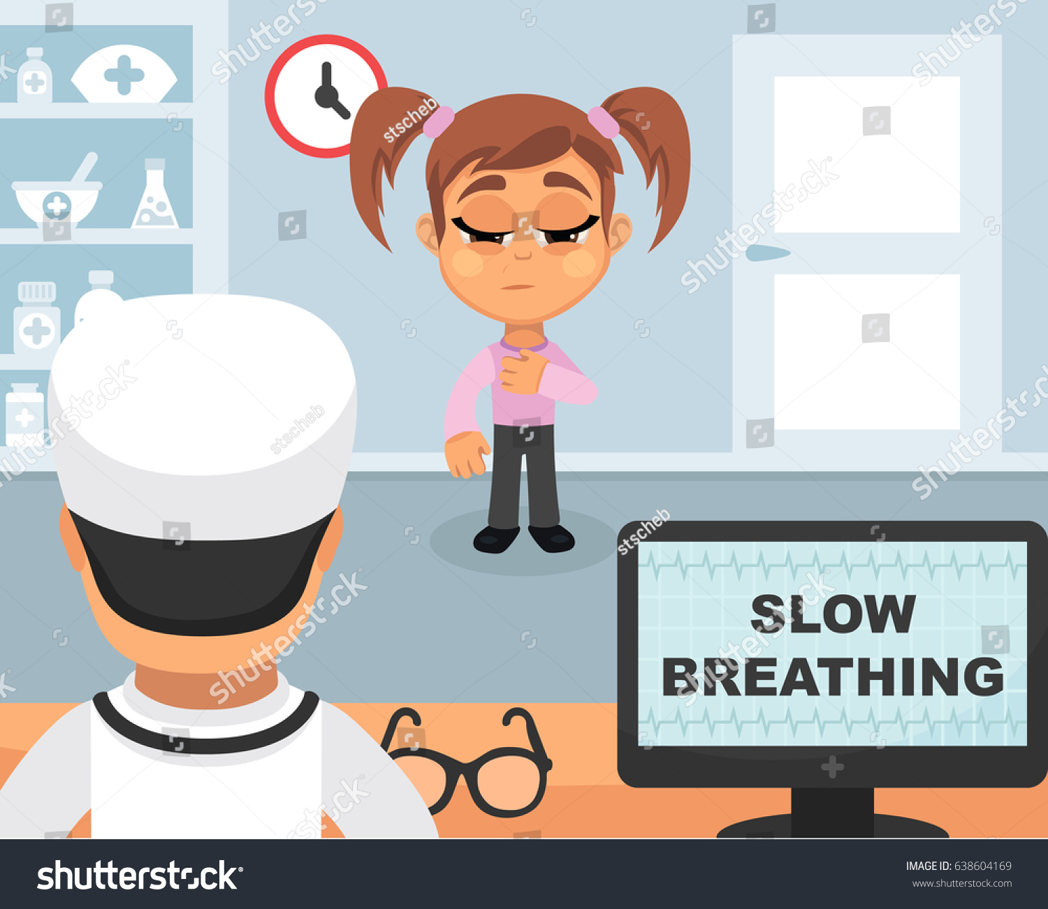 Slow Breathing Medical Concept Vector Illustration Stock Vector ...