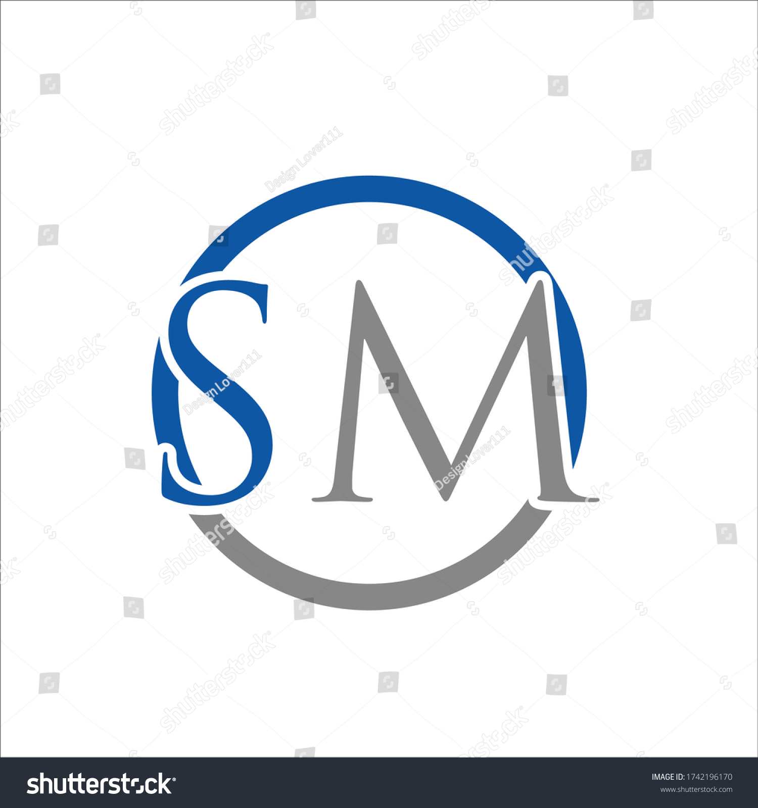 Sm Text Logo Vector Format Stock Vector (Royalty Free) 1742196170