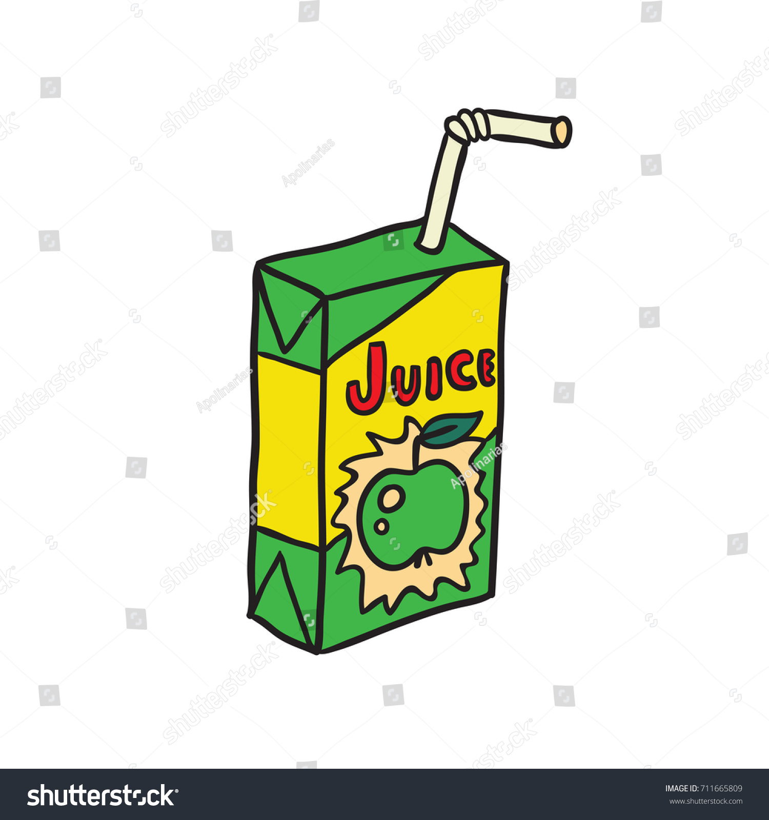SVG of Small box of apple juice with a straw isolated vector illustration. svg