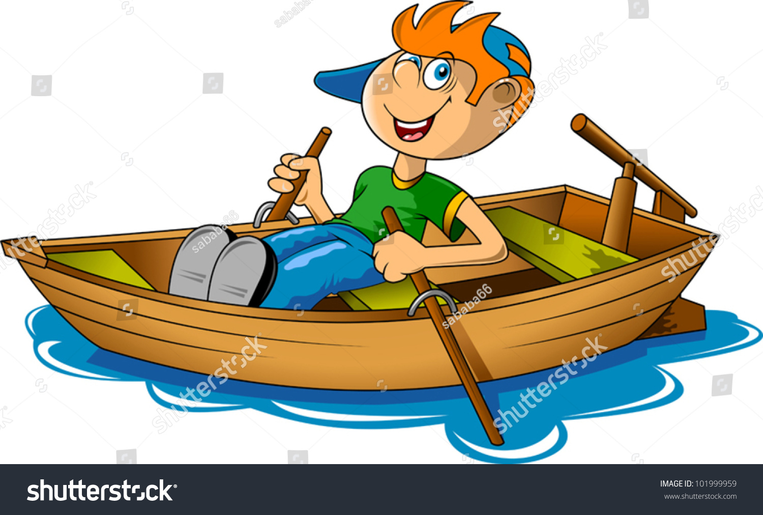 Small Fisherman On Big Boat Vector Stock Vector 101999959 - Shutterstock