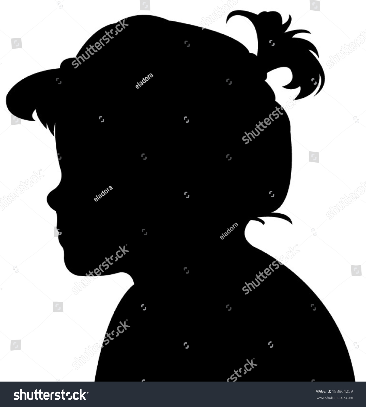 Small Girl Head Silhouette Vector Stock Vector (Royalty Free) 183964259 ...