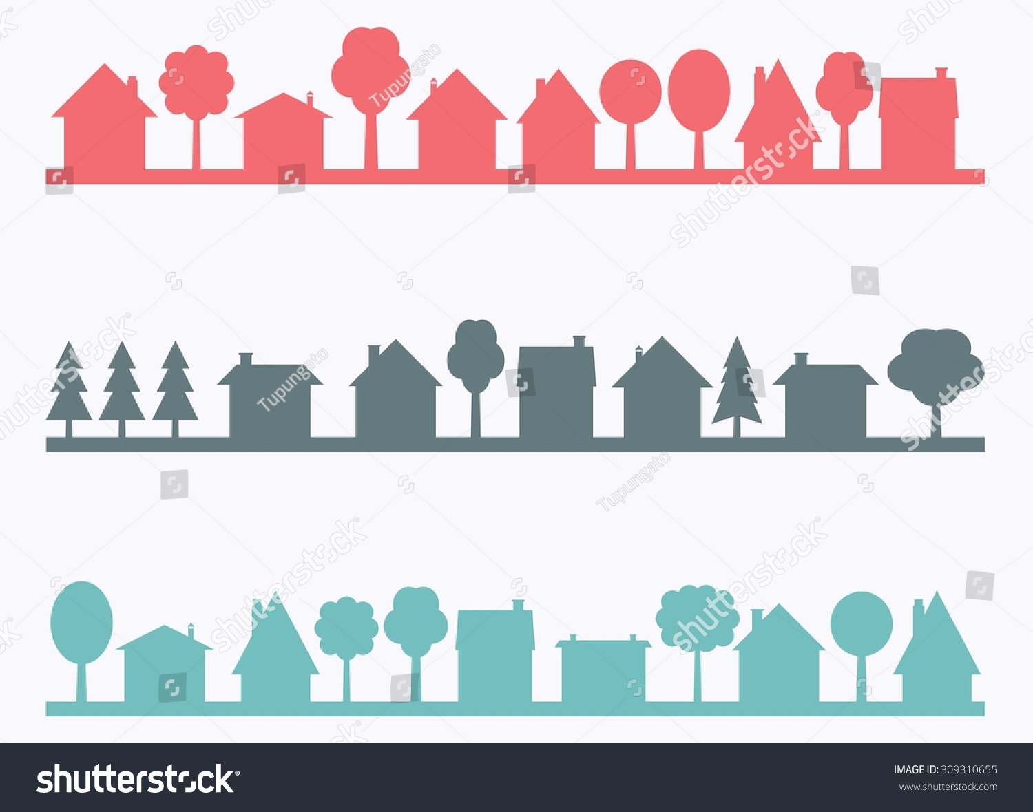 Royalty Free Village Silhouette Clip Art Vector Images