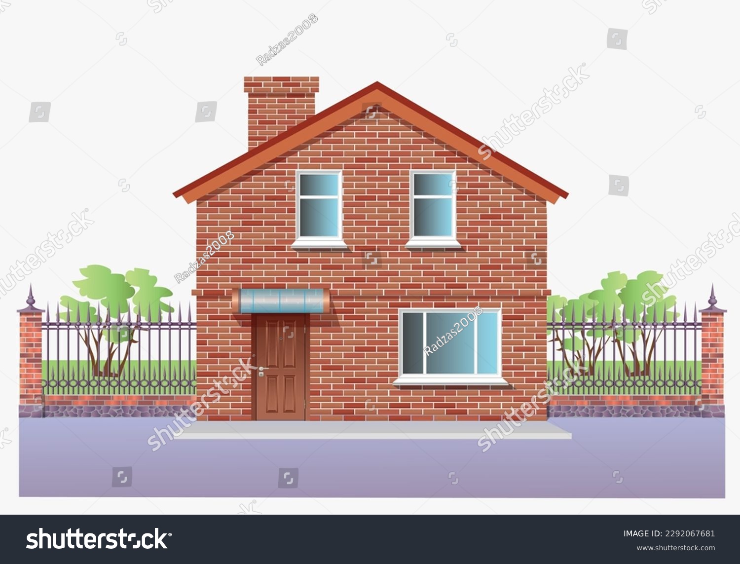 SVG of Small urban brick house on a white background vector illustration svg
