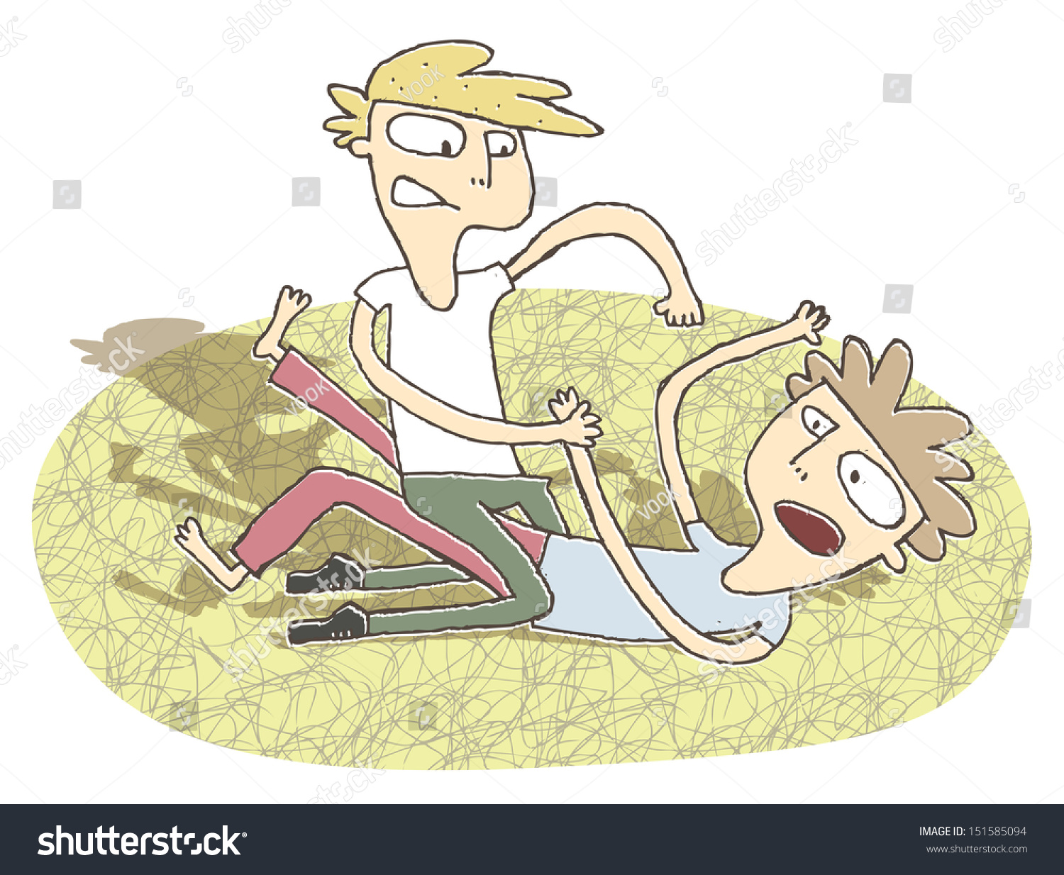 Small Vignette Illustration Two Boys Fighting Stock Vector Royalty Free 151585094 9516