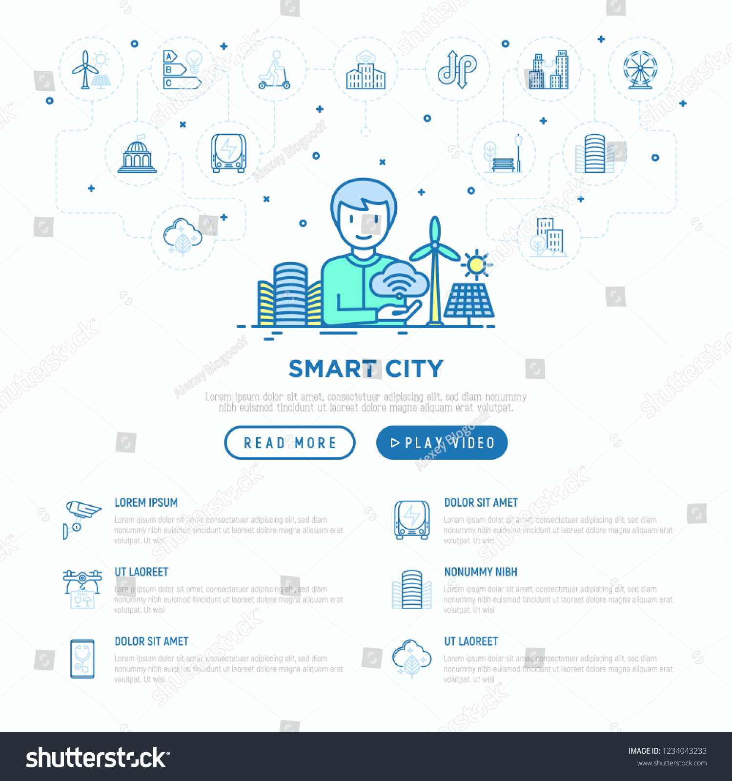 Smart City Concept Urbanist Develops City เวกเตอรสตอก ปลอดคาลขสทธ