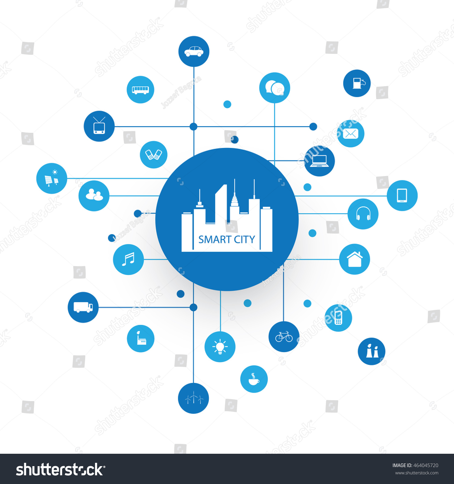 Smart City Design Concept Icons Stock Vector (Royalty Free) 464045720 ...