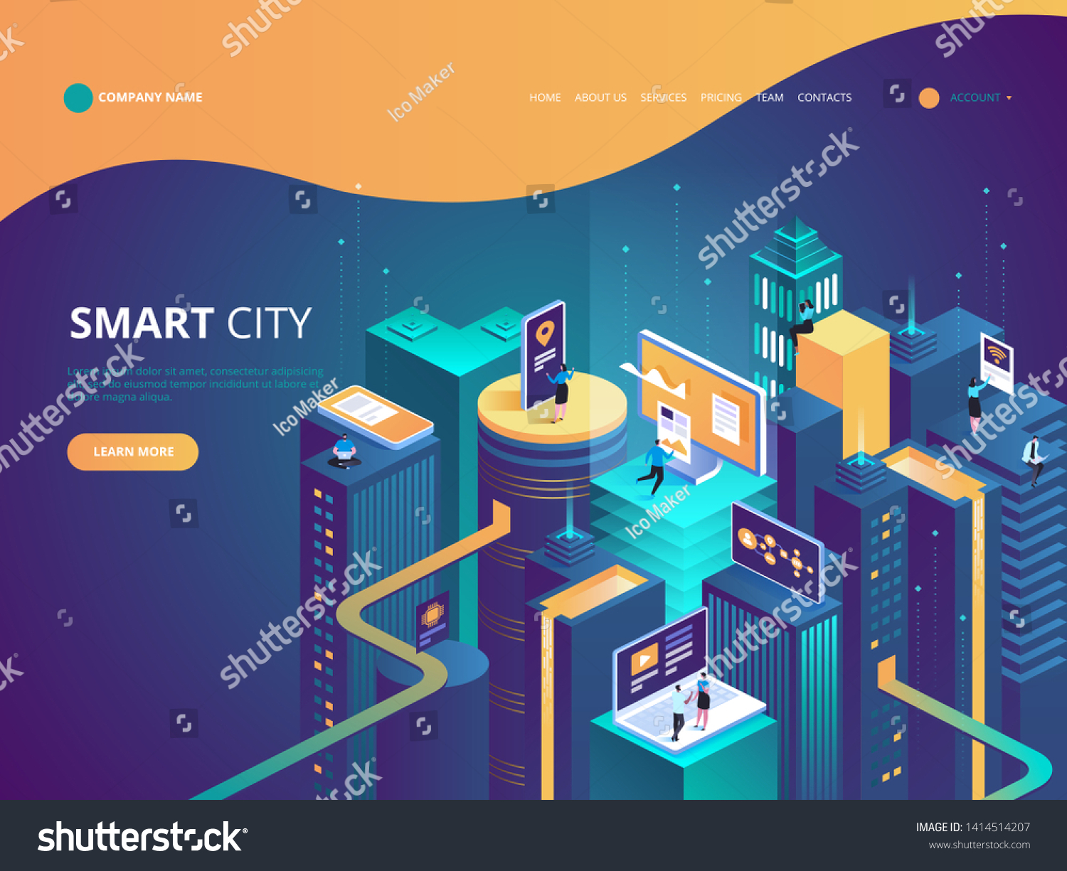 Download Smart City Isometric Illustration Intelligent Buildings Stock Vector Royalty Free 1414514207
