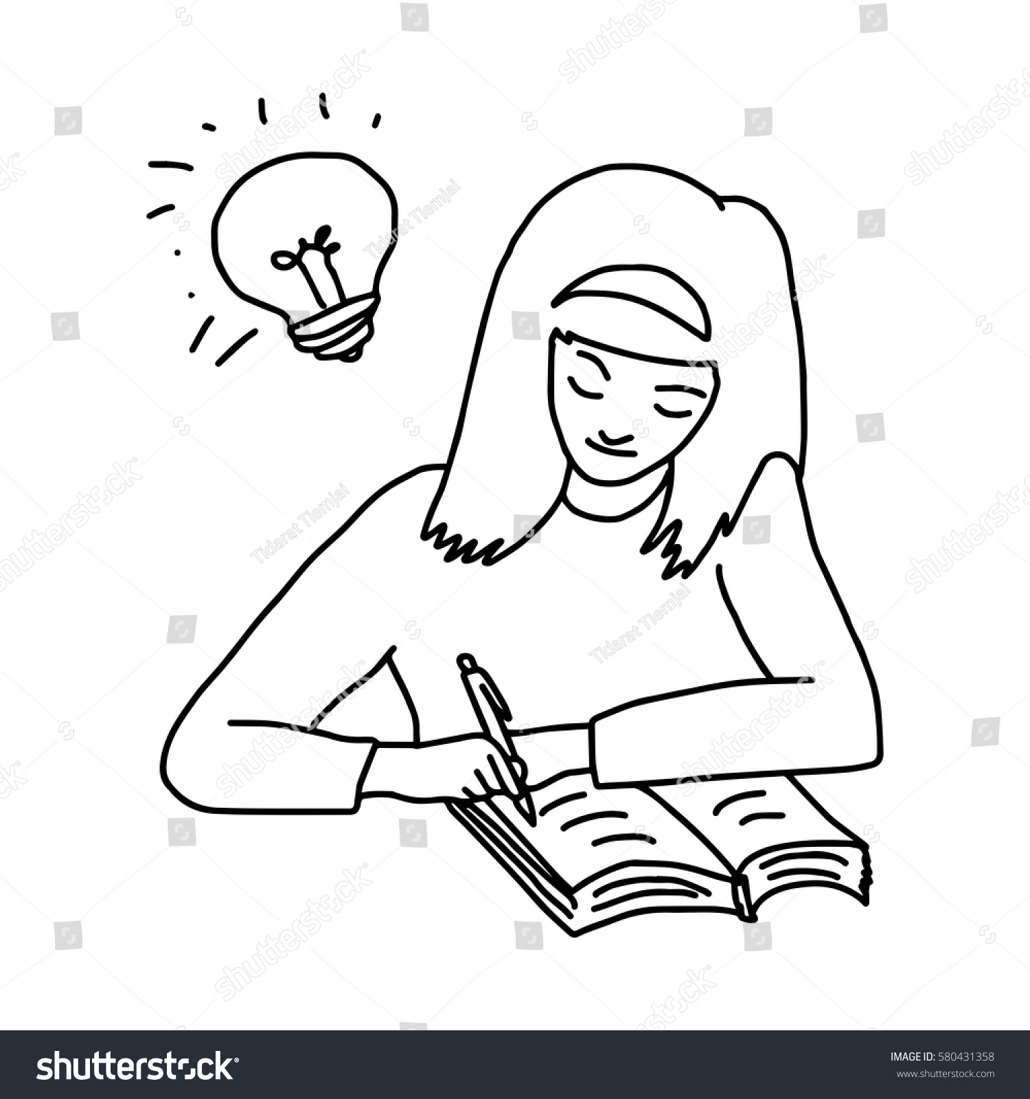 How to draw a girl doing homework picture