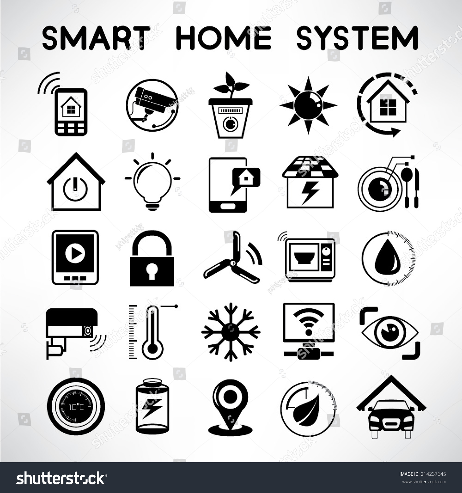 Download Smart Home System Icons Home Automation Stock Vector ...