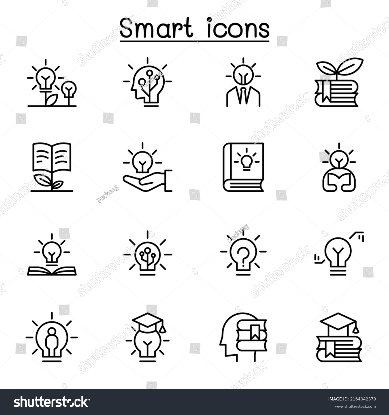 Smart Knowledge Wisdom Icon Set Thin Stock Vector (Royalty Free ...