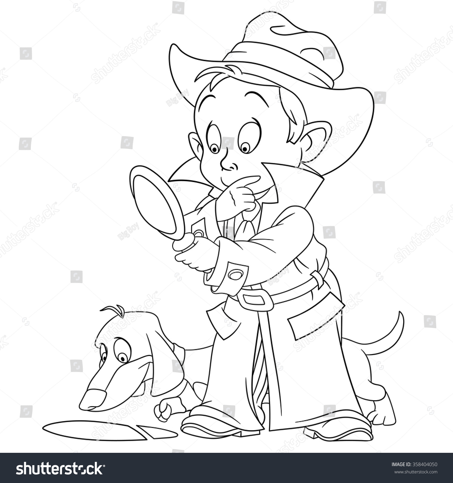 Smart Young Cartoon Detective Boy His Stock Vector Royalty Free