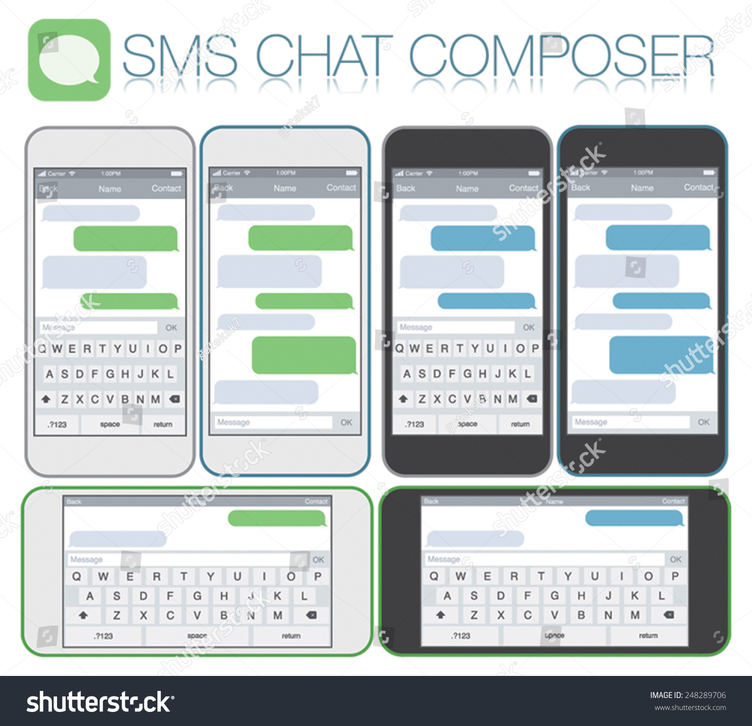 Smartphone Chatting Sms Template Bubbles Place Stock Vector 248289706 ...