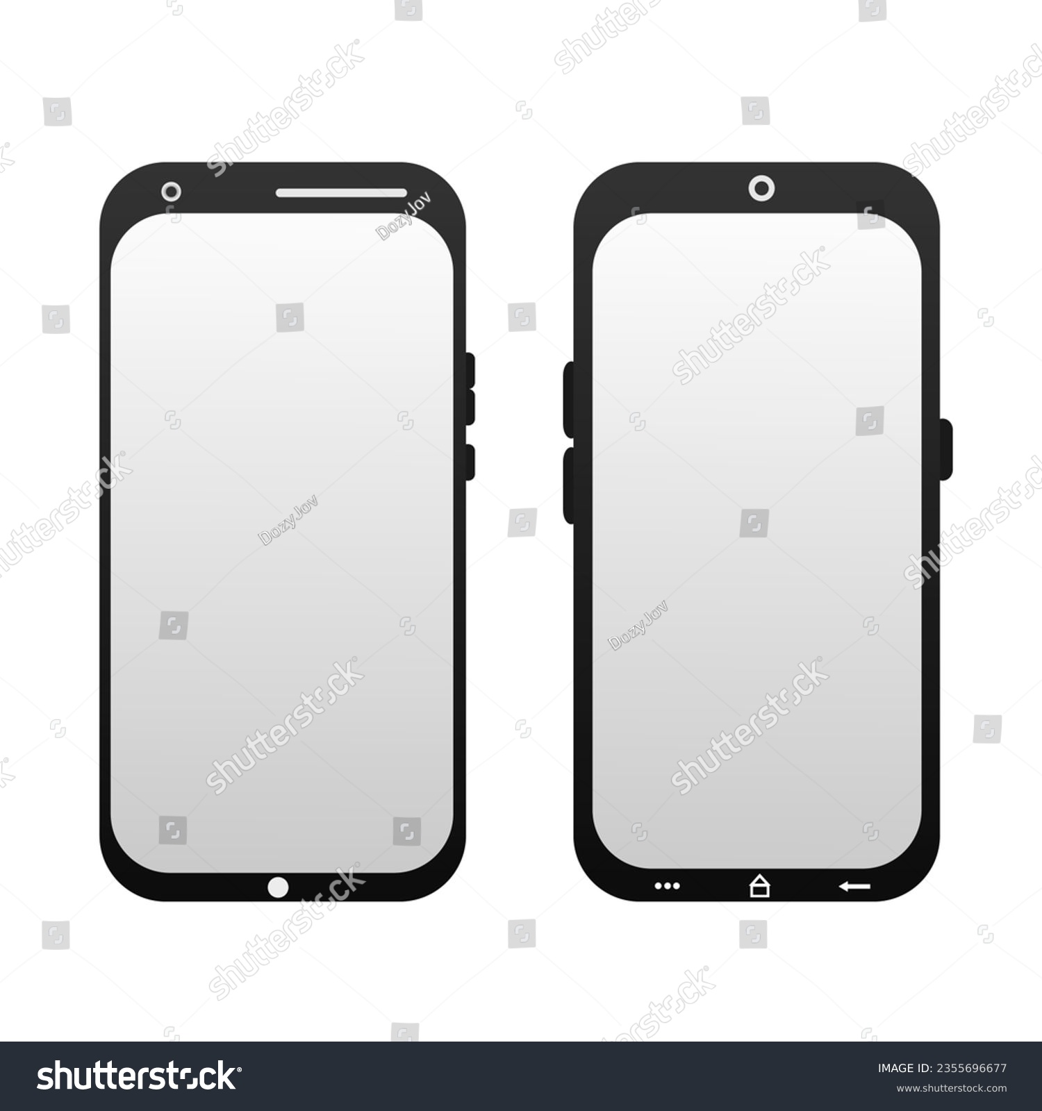SVG of Smartphone two models with blank copy space and editable screen for advertisements svg