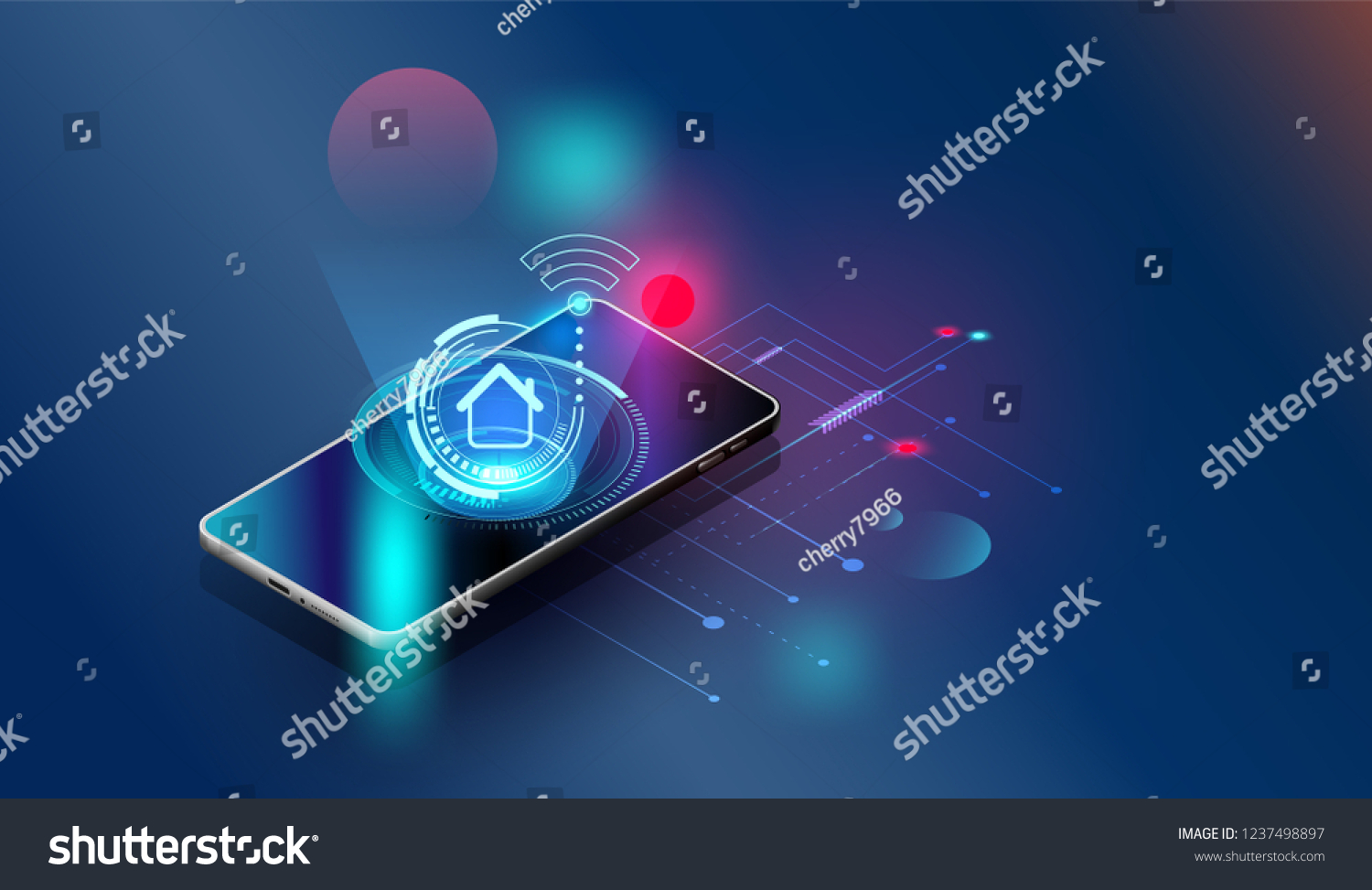 Smartphones Security Controls Vector Futuristic Smart Stock Vector ...