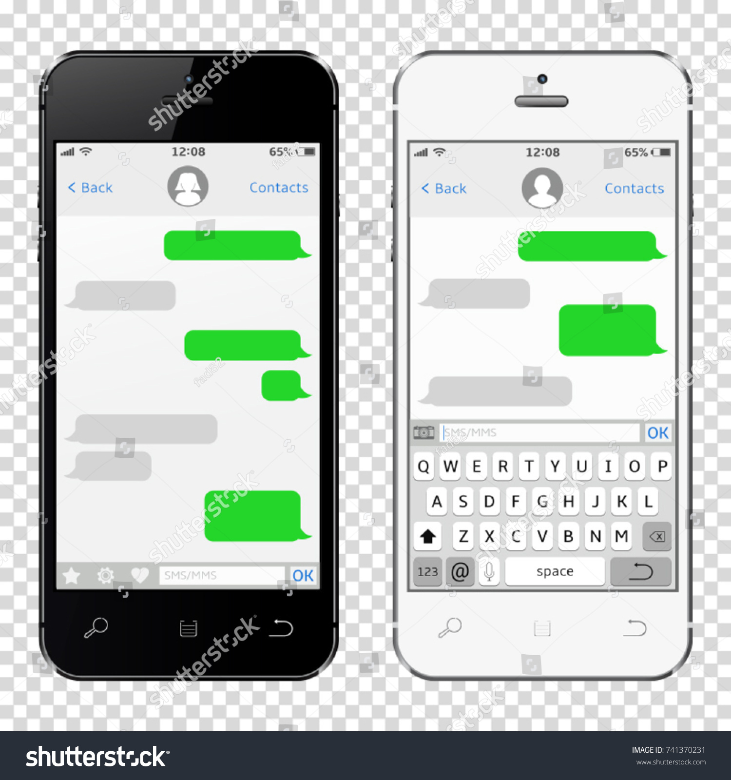 Smartphones Messaging Sms App Template Isolated Stock Vector Royalty Free