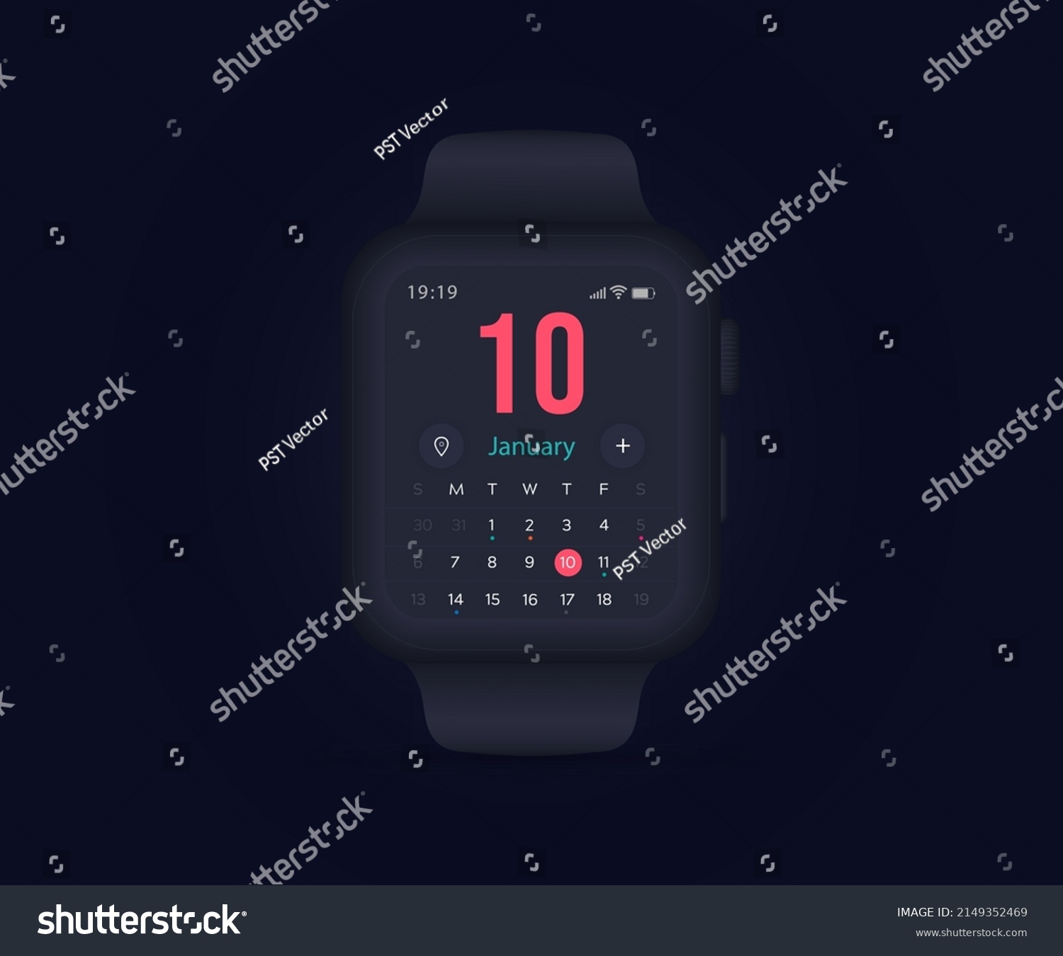 Smartwatch Calendar Planner App Concept Activity Stock Vector (Royalty Free) 2149352469