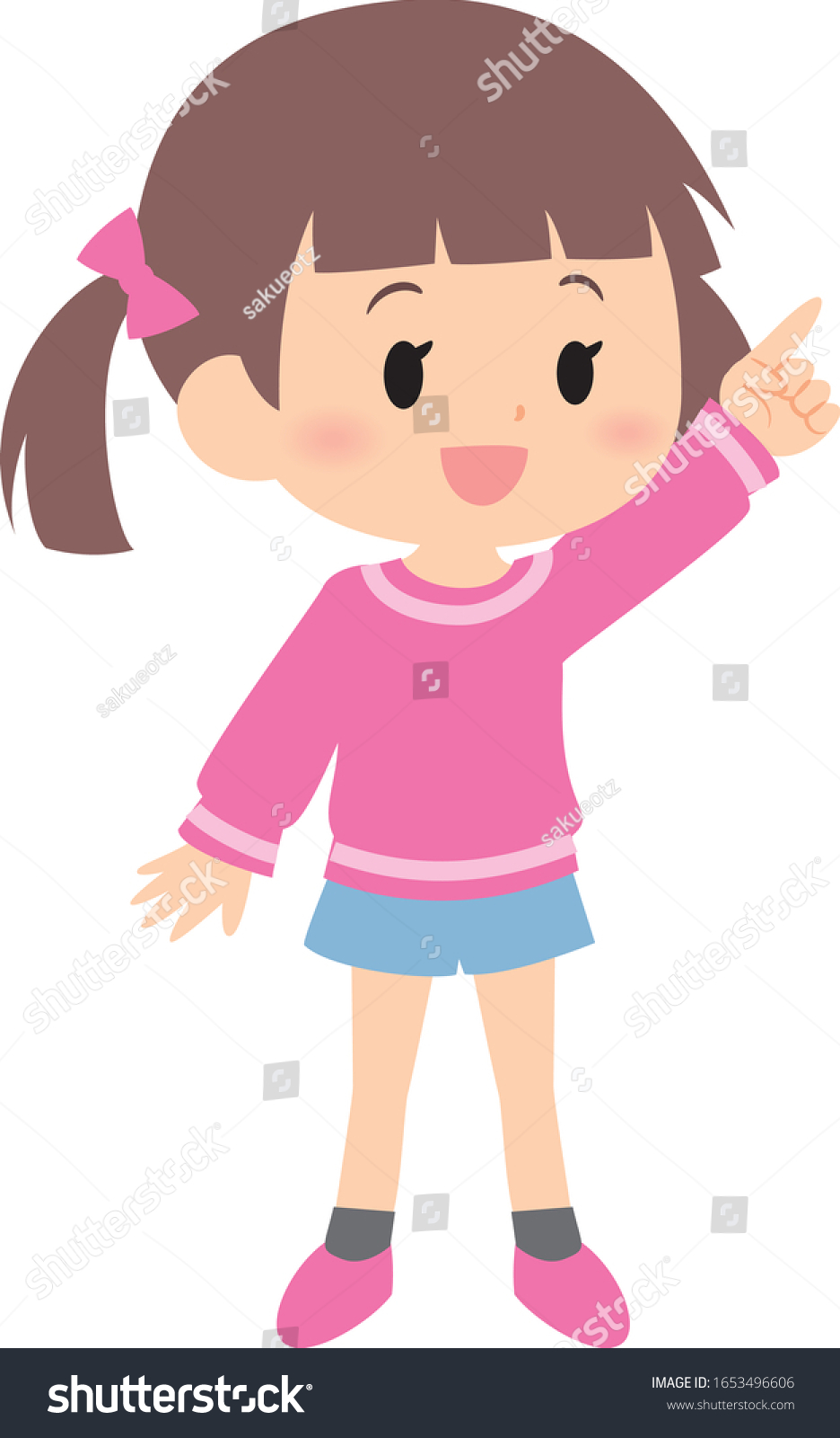 Smile Happy Girl Point Illust Stock Vector Royalty Free