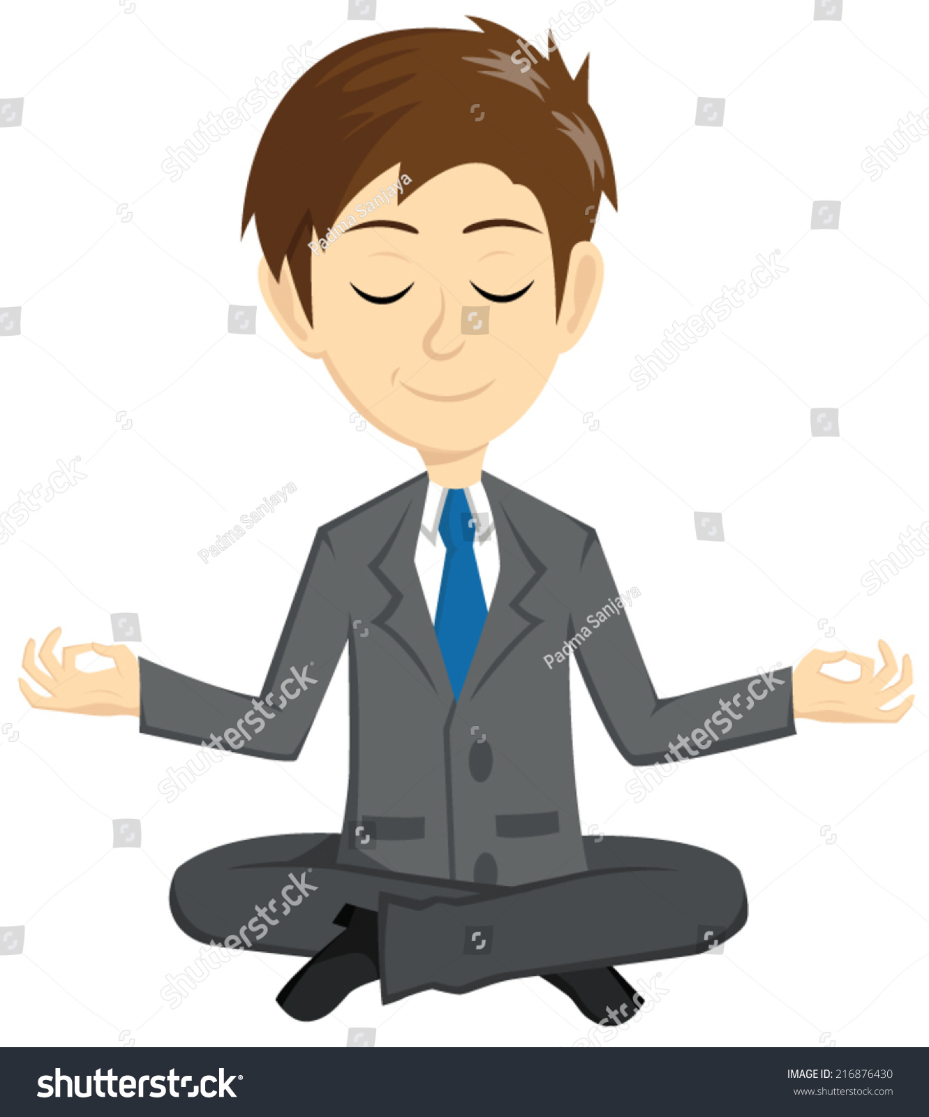 Smile Businessman Meditation To Get A Peace Stock Vector Illustration ...