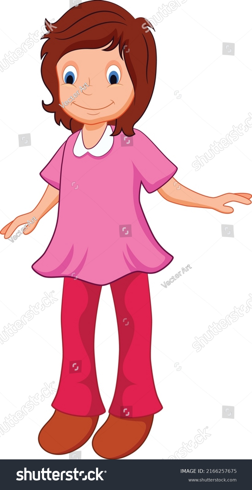 Smile Girl Cartoon Vector Art Illustration Stock Vector (Royalty Free ...