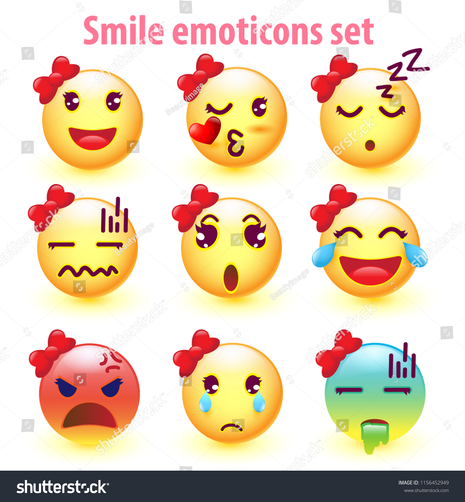 Smile Girl Face Emoji Emoticon Icon Stock Vector Royalty Free Shutterstock
