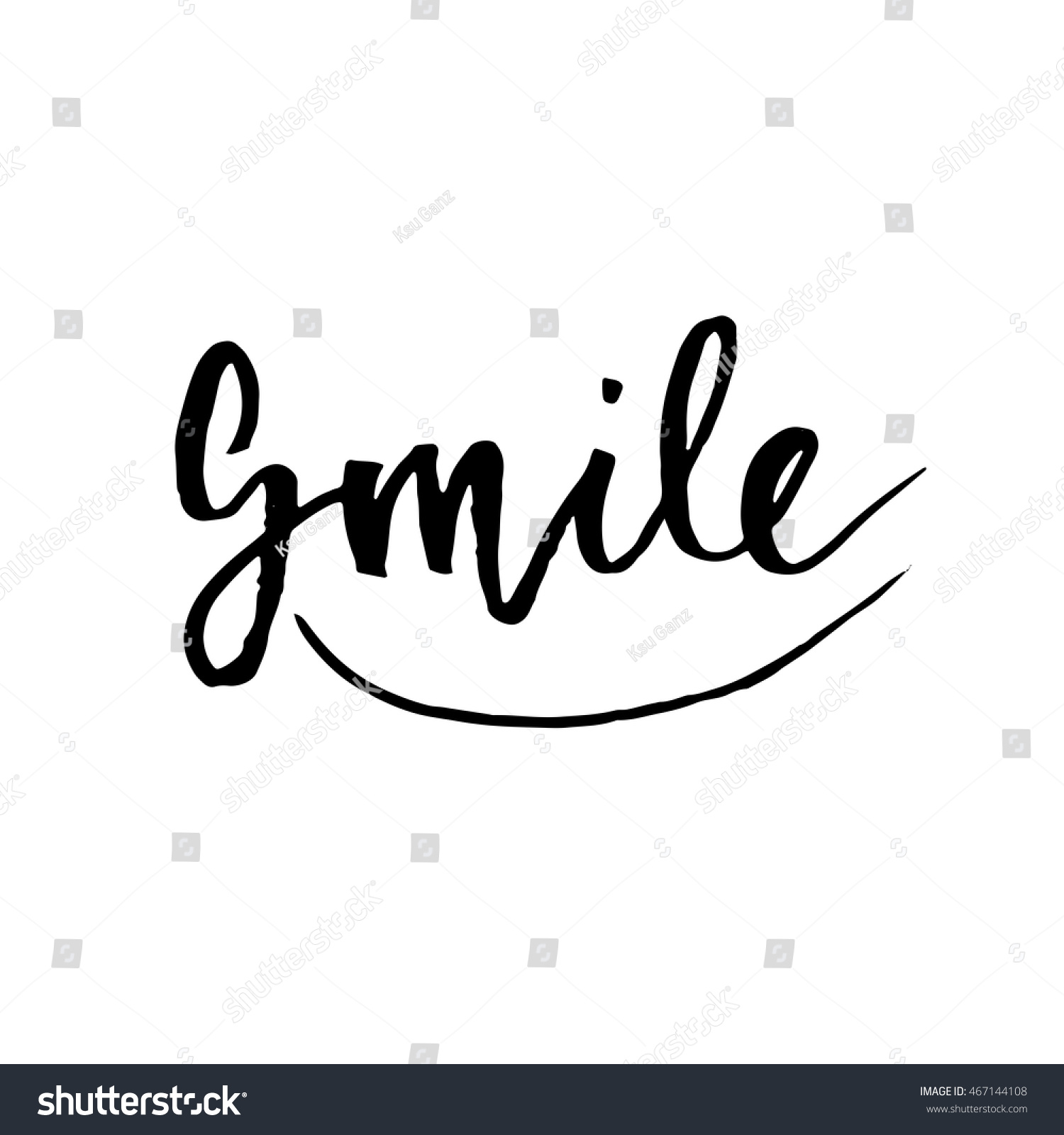 Smile Hand Drawn Lettered Calligraphic Design Stock Vector (Royalty ...