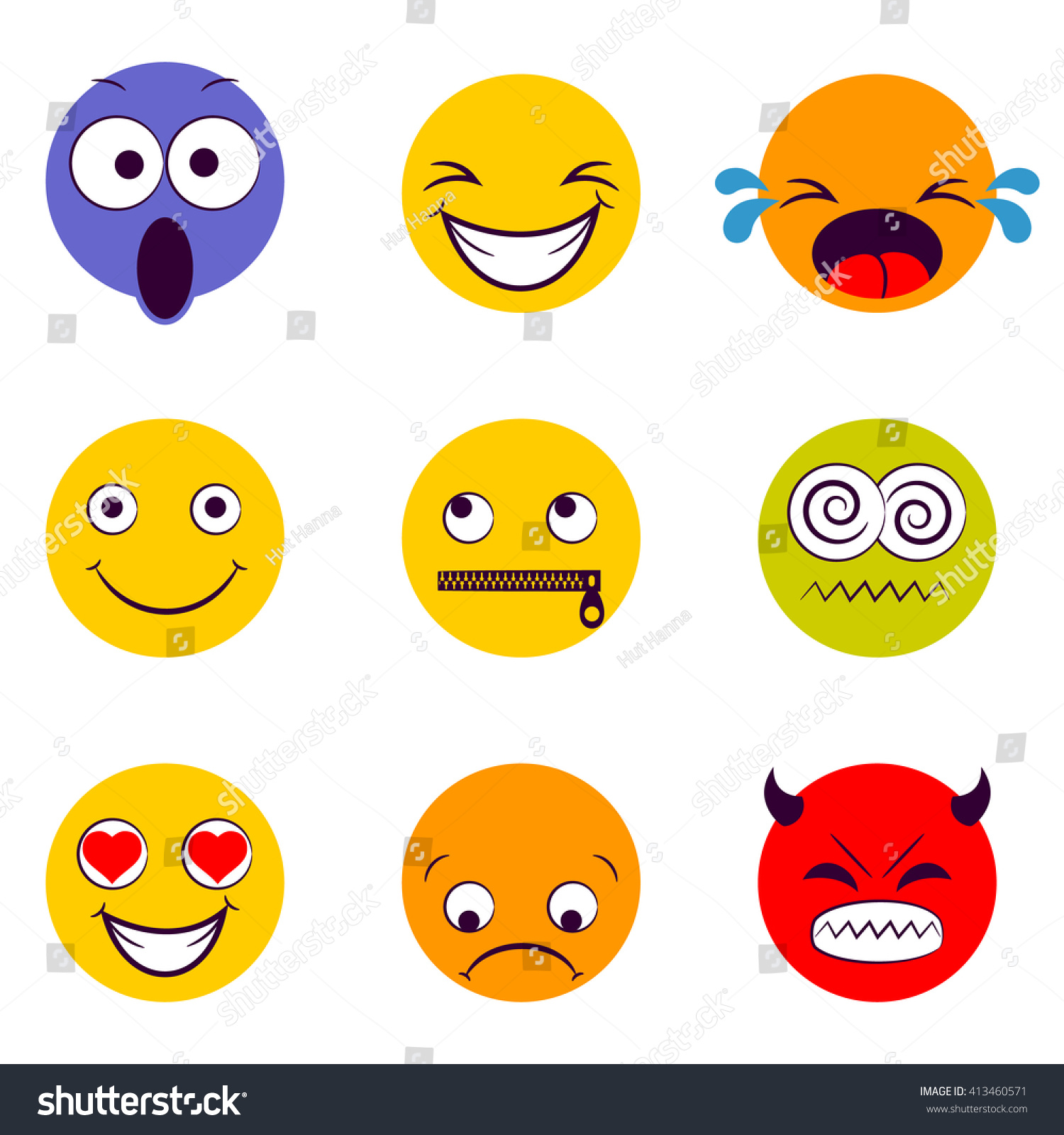 Smile Icon Smiley Faces Expressing Different Stock Vector Royalty Free
