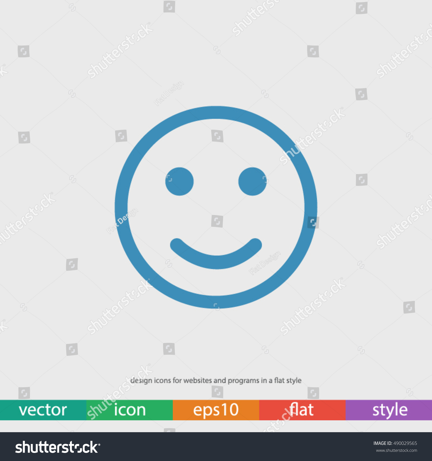 Smile Icon, Vector Illustration. Flat Design Style - 490029565 ...
