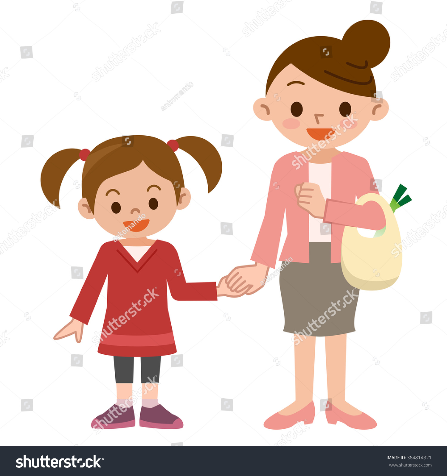 Smile Parent Child Holding Hands Stock Vector Royalty Free