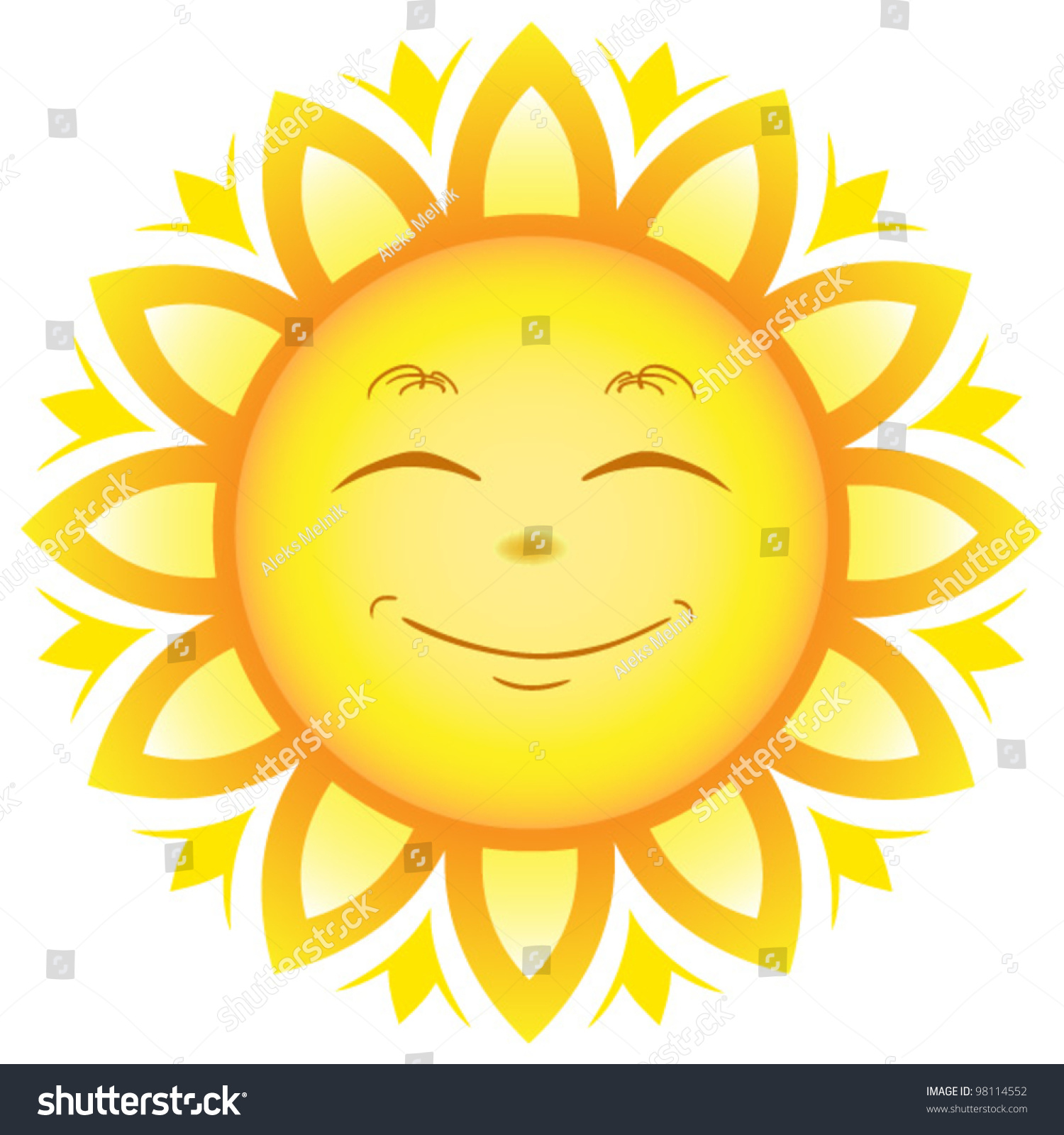 Smile Sun Stock Vector Illustration 98114552 : Shutterstock