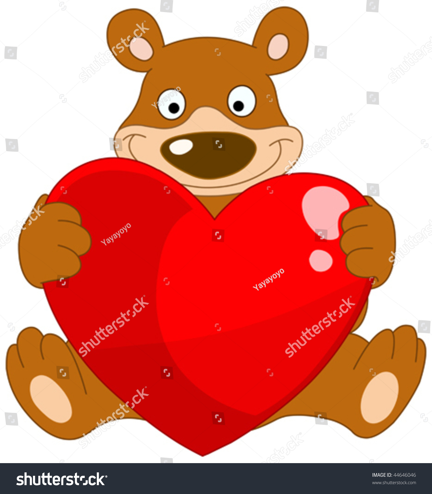 Smiley Bear Holding Heart Stock Vector 44646046 - Shutterstock