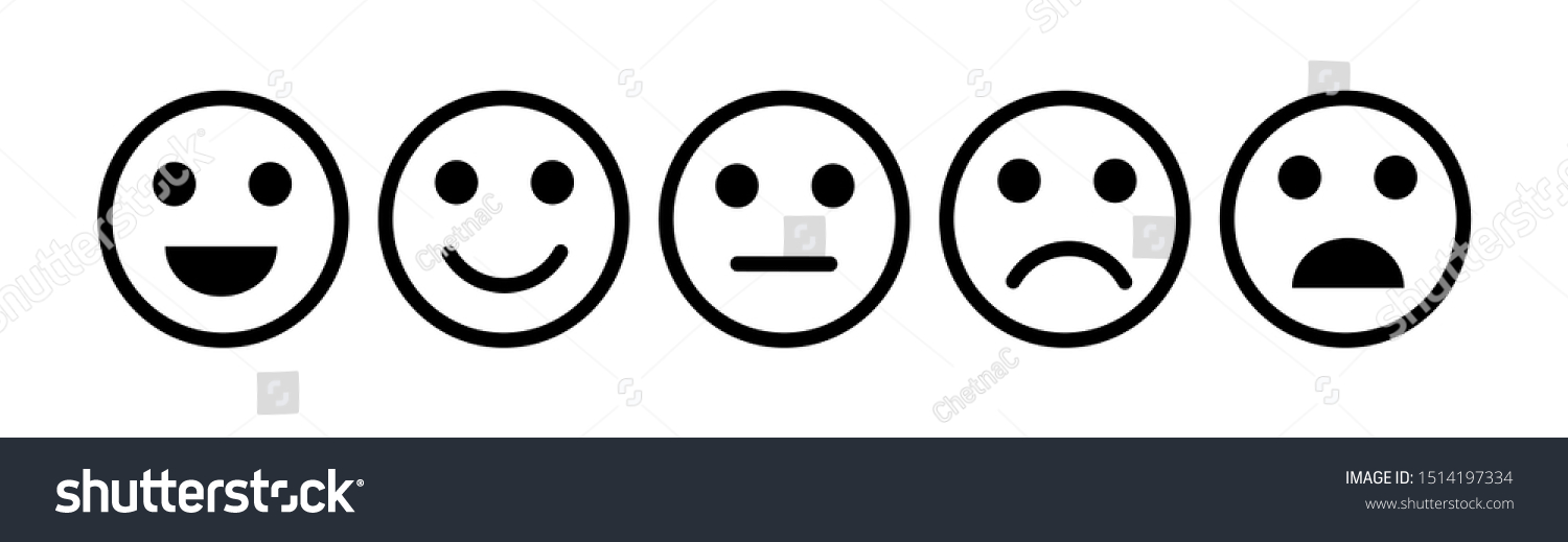 Smiley Face Emoticons Emoji Line Art Stock Vector (Royalty Free) 1514197334