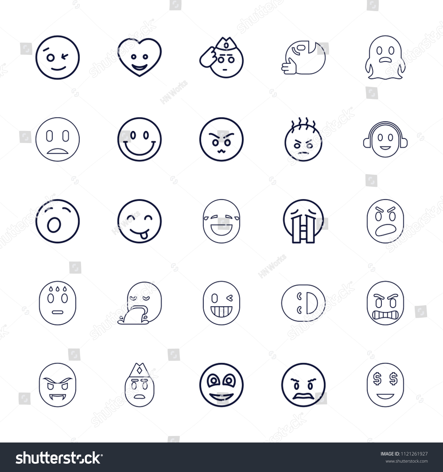 Smiley Icon Collection 25 Smiley Outline Stock Vector (Royalty Free ...