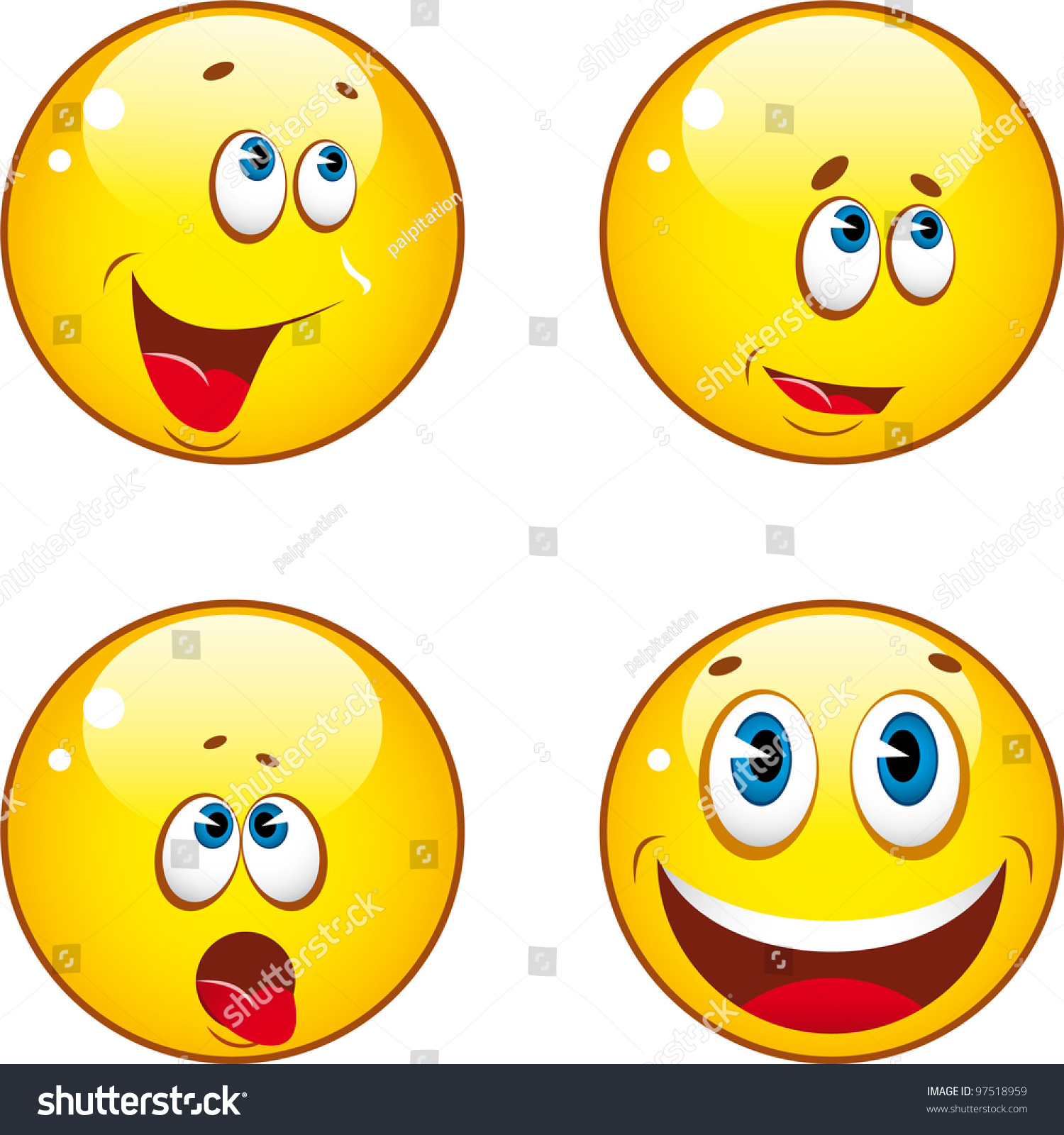 Smiley Icons Stock Vector Illustration 97518959 : Shutterstock