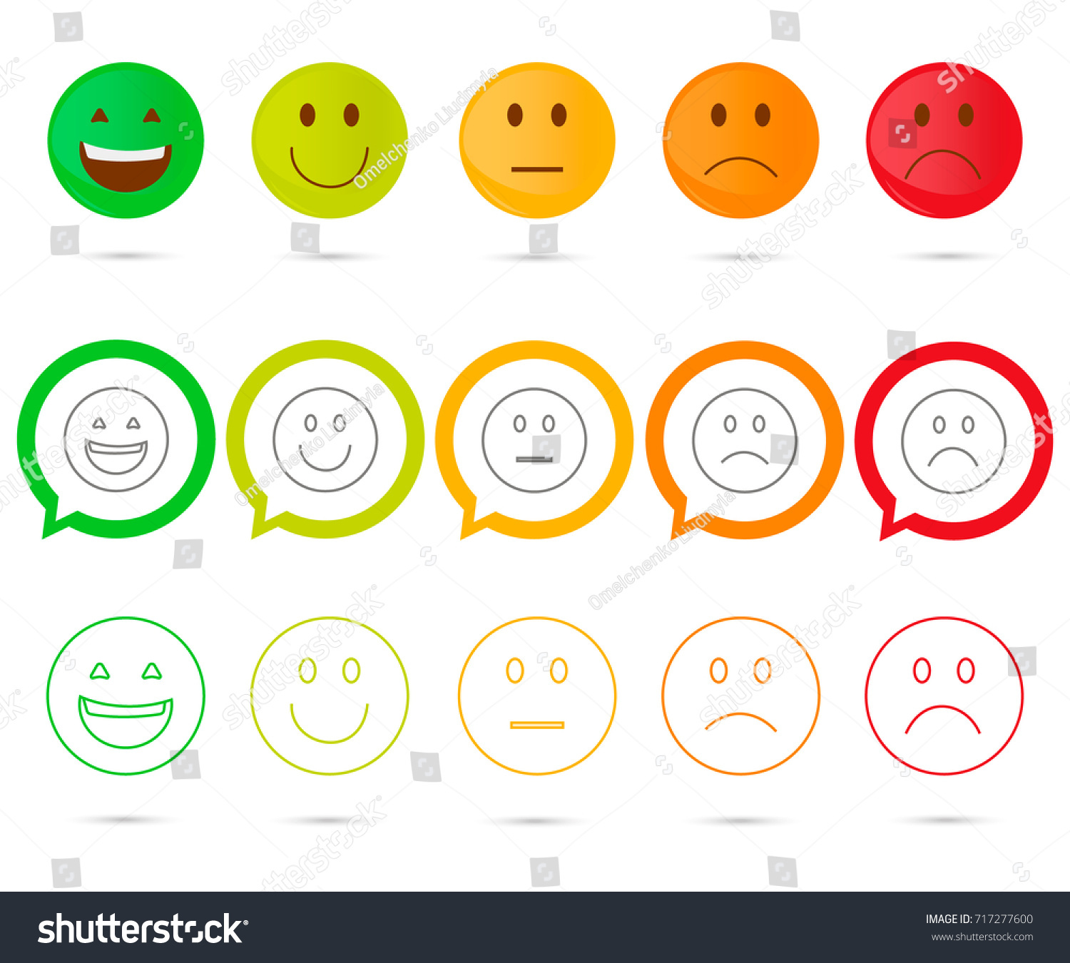 Smiley Icons Different Emotions Stock Vector (Royalty Free) 717277600