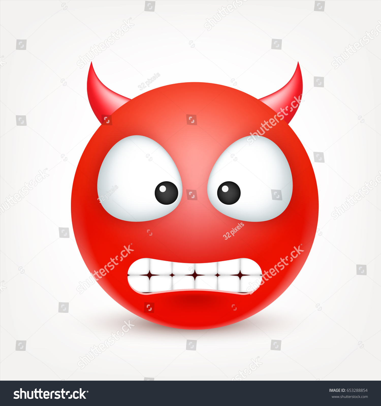 Smiley Red Devil Emoticon Yellow Face Stock Vector (Royalty Free) 653288854