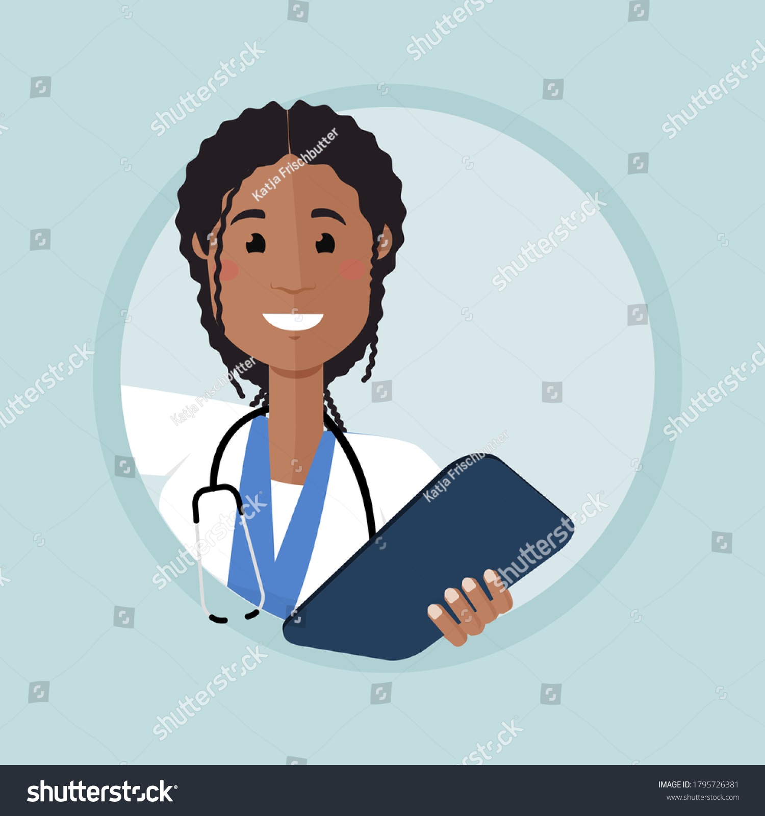 Smiling African American Doctor Peeking Around Stock Vector (Royalty ...