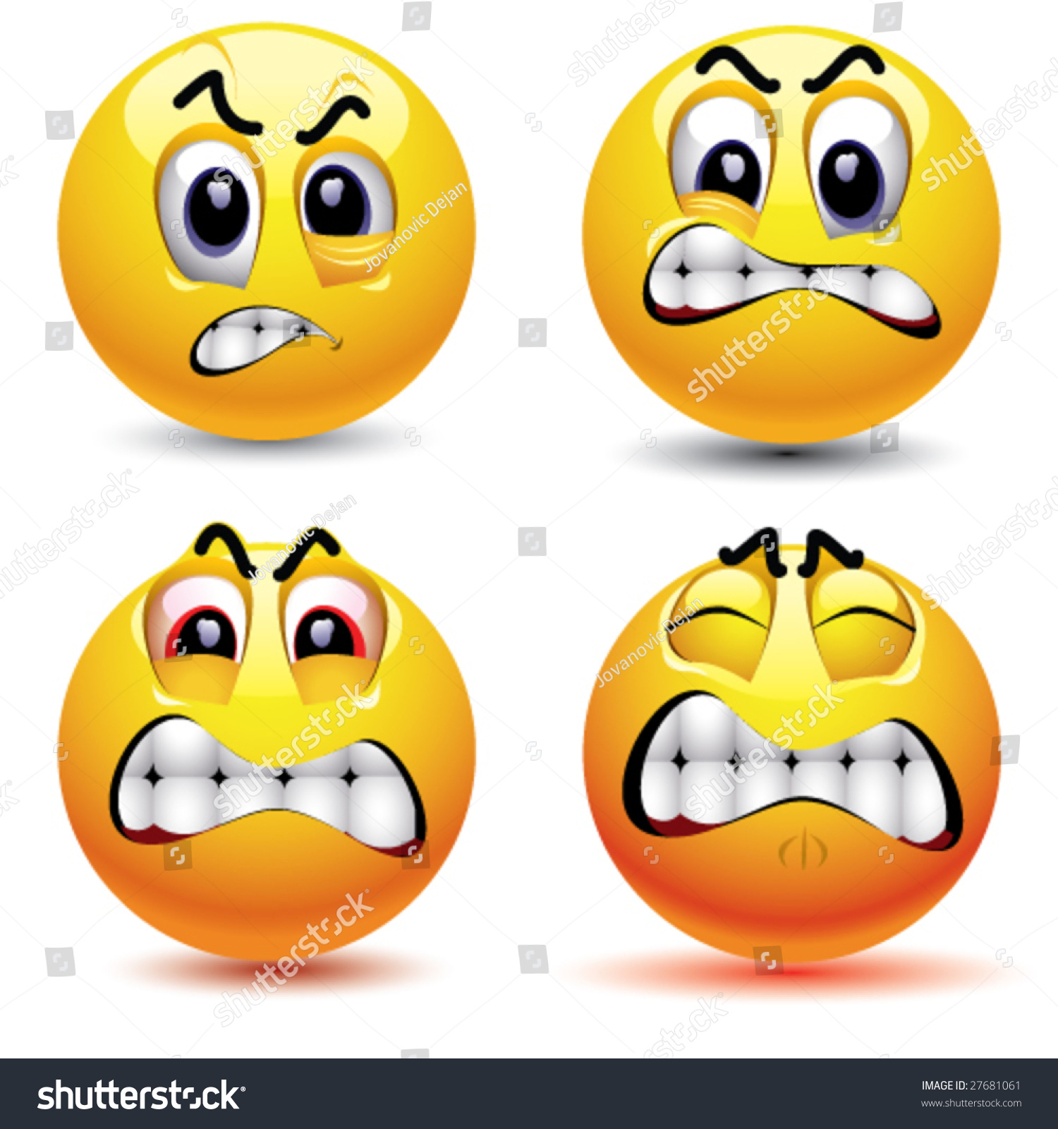 Smiling Balls With Different Face Expression Of Anger Stock Vector ...