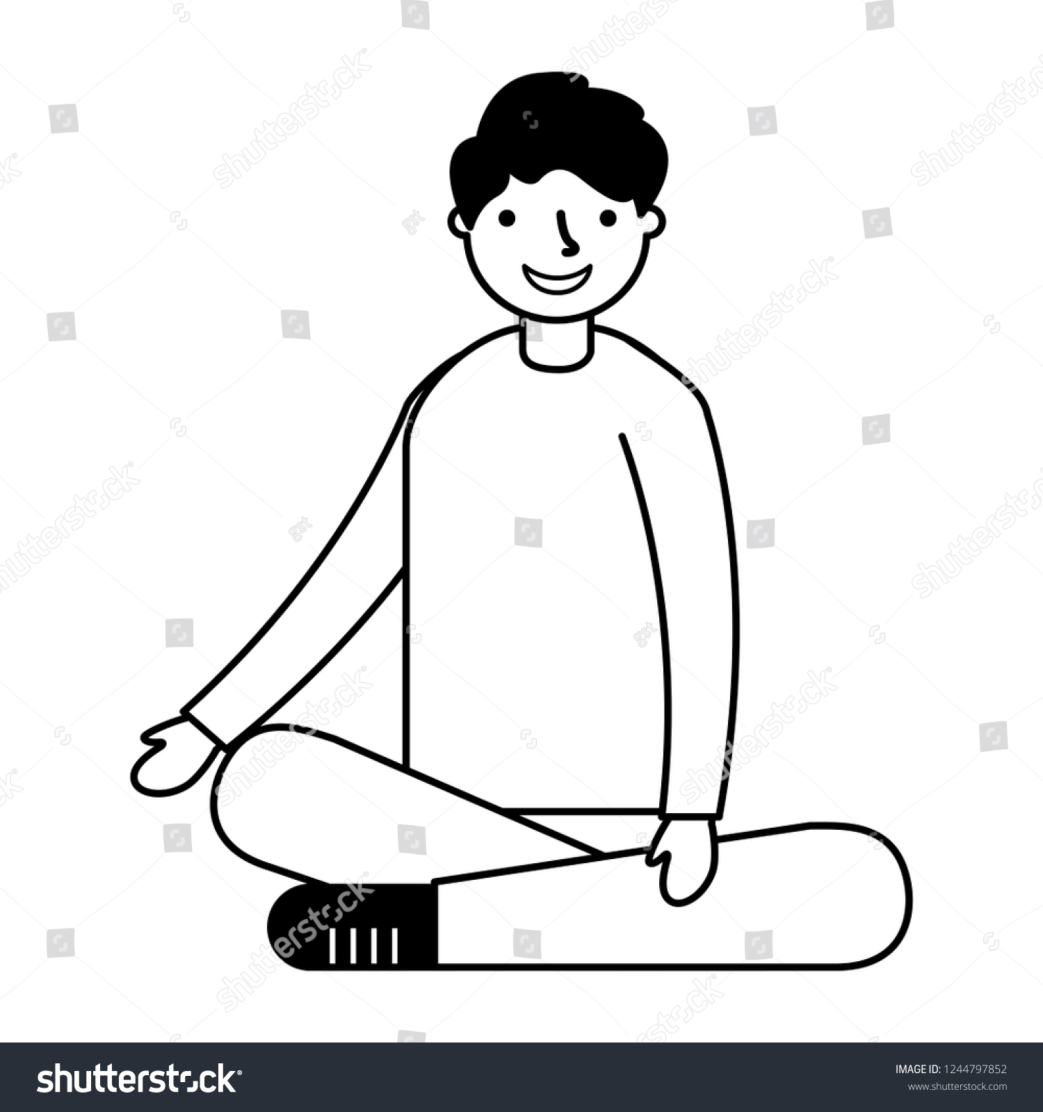 Smiling Boy Sitting Crossed Legs Stock Vector (Royalty Free) 1244797852