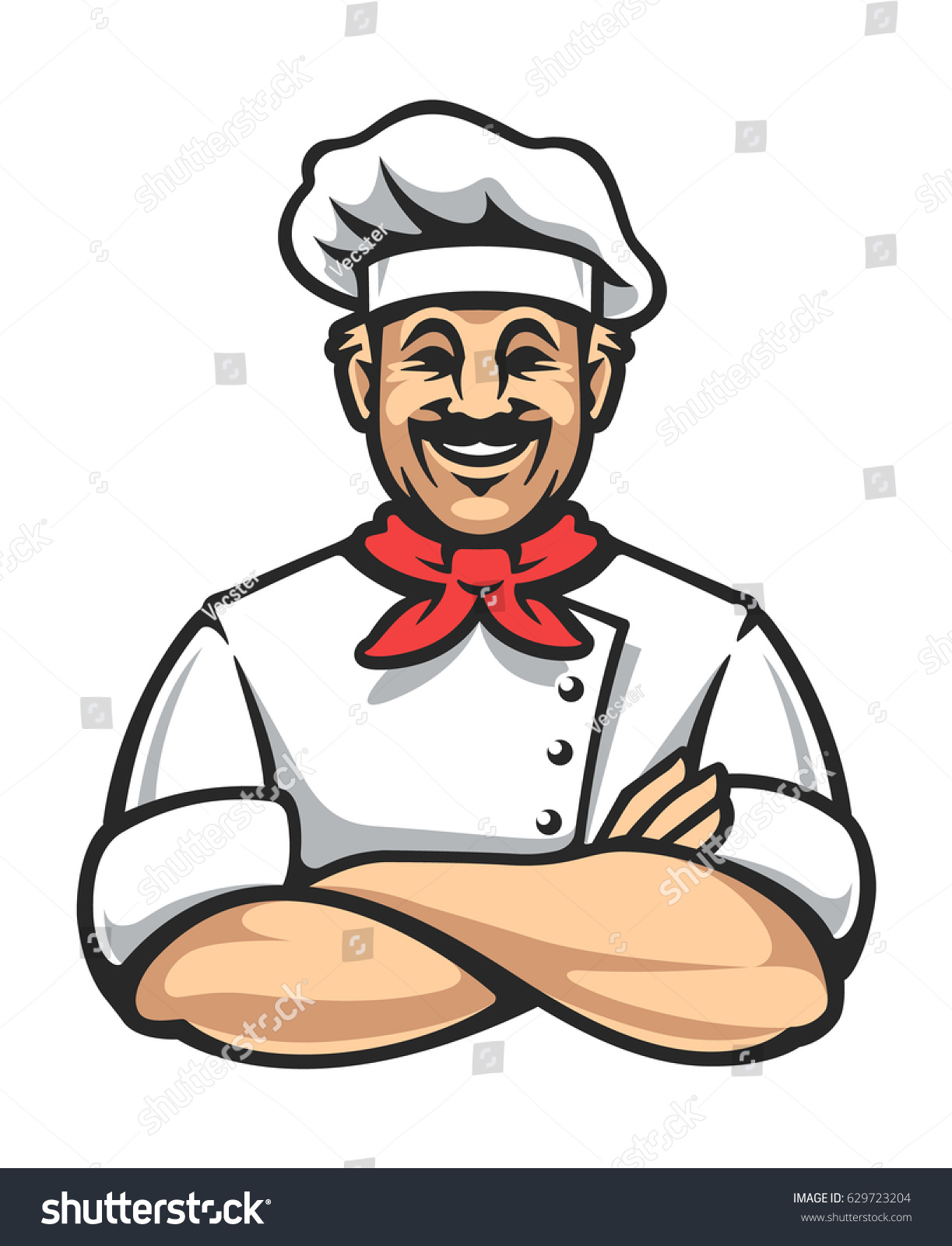 Chef Sonriente En Brazos Cruzados Pose Vector De Stock Libre De Regalías 629723204 8887