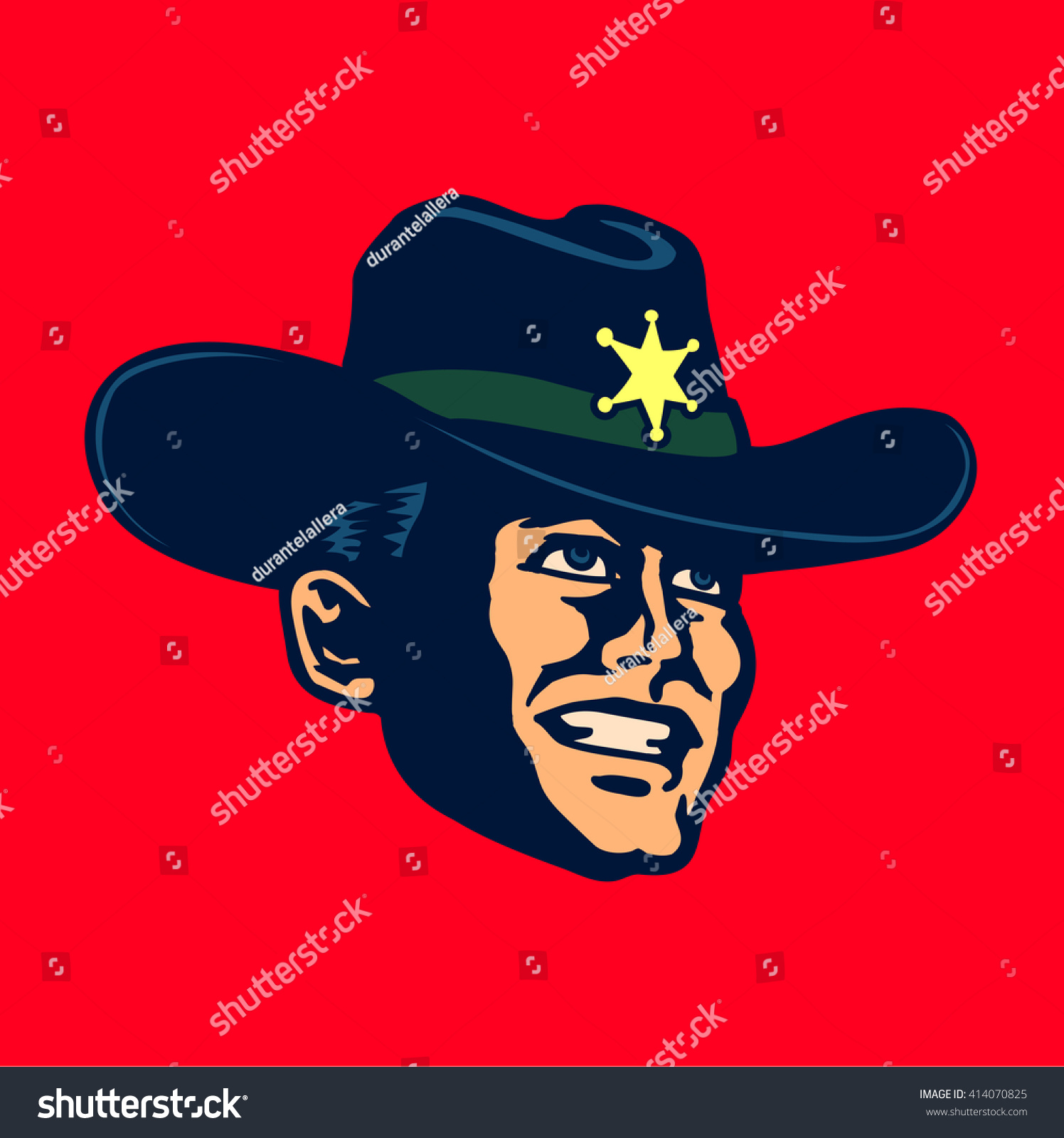 Smiling Cowboy Hat Wild West Man Stock Vector 414070825 - Shutterstock