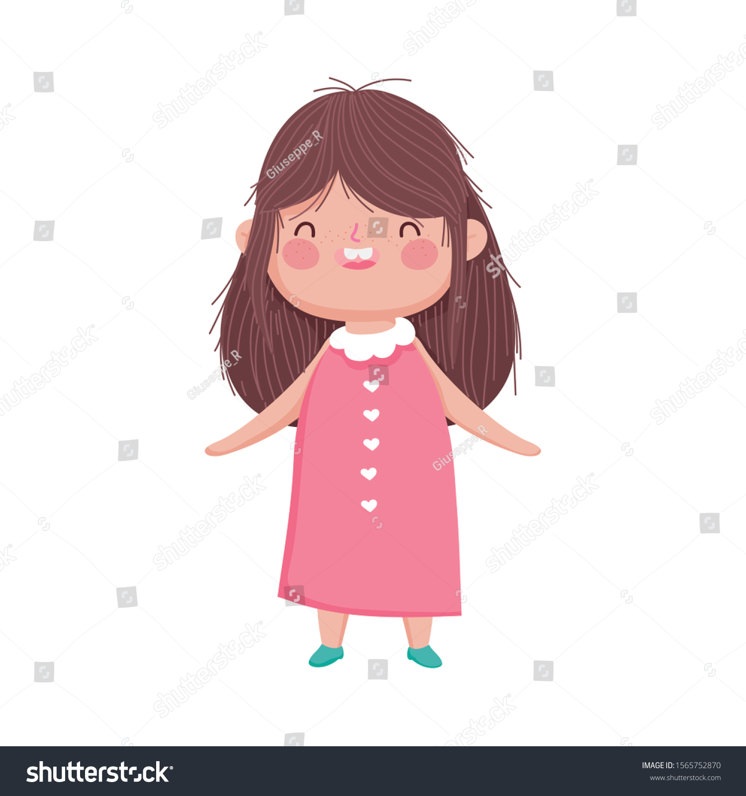 Smiling Cute Little Girl On White Stock Vector (Royalty Free ...