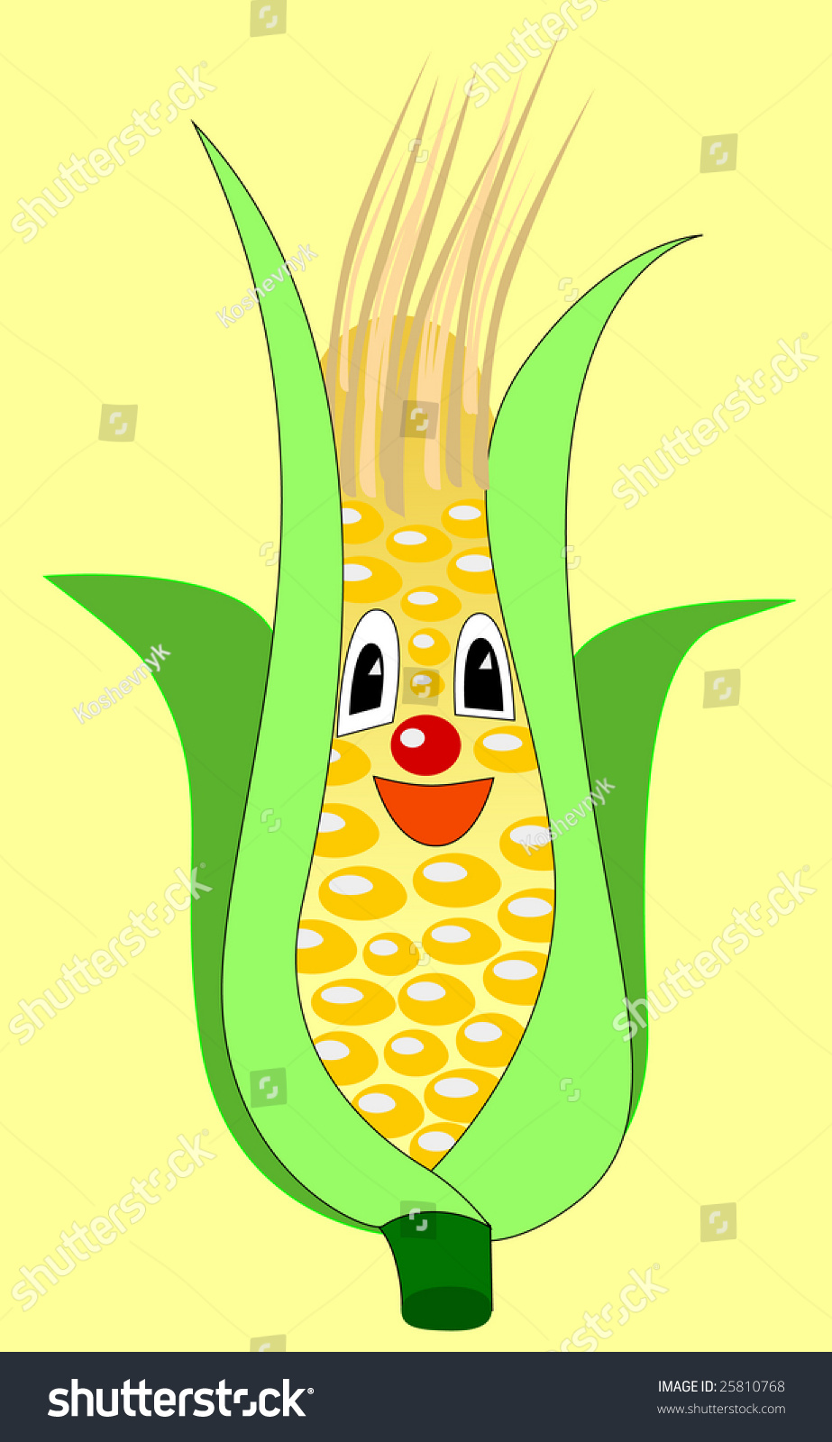 Smiling Ear Of Corn Stock Vector Illustration 25810768 : Shutterstock