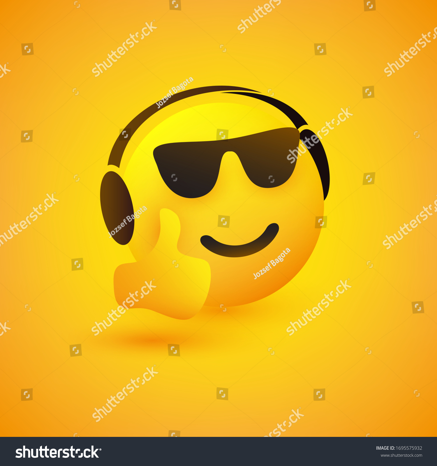 Smiling Emoticon Face Sunglasses Headphones Showing Stock Vector ...