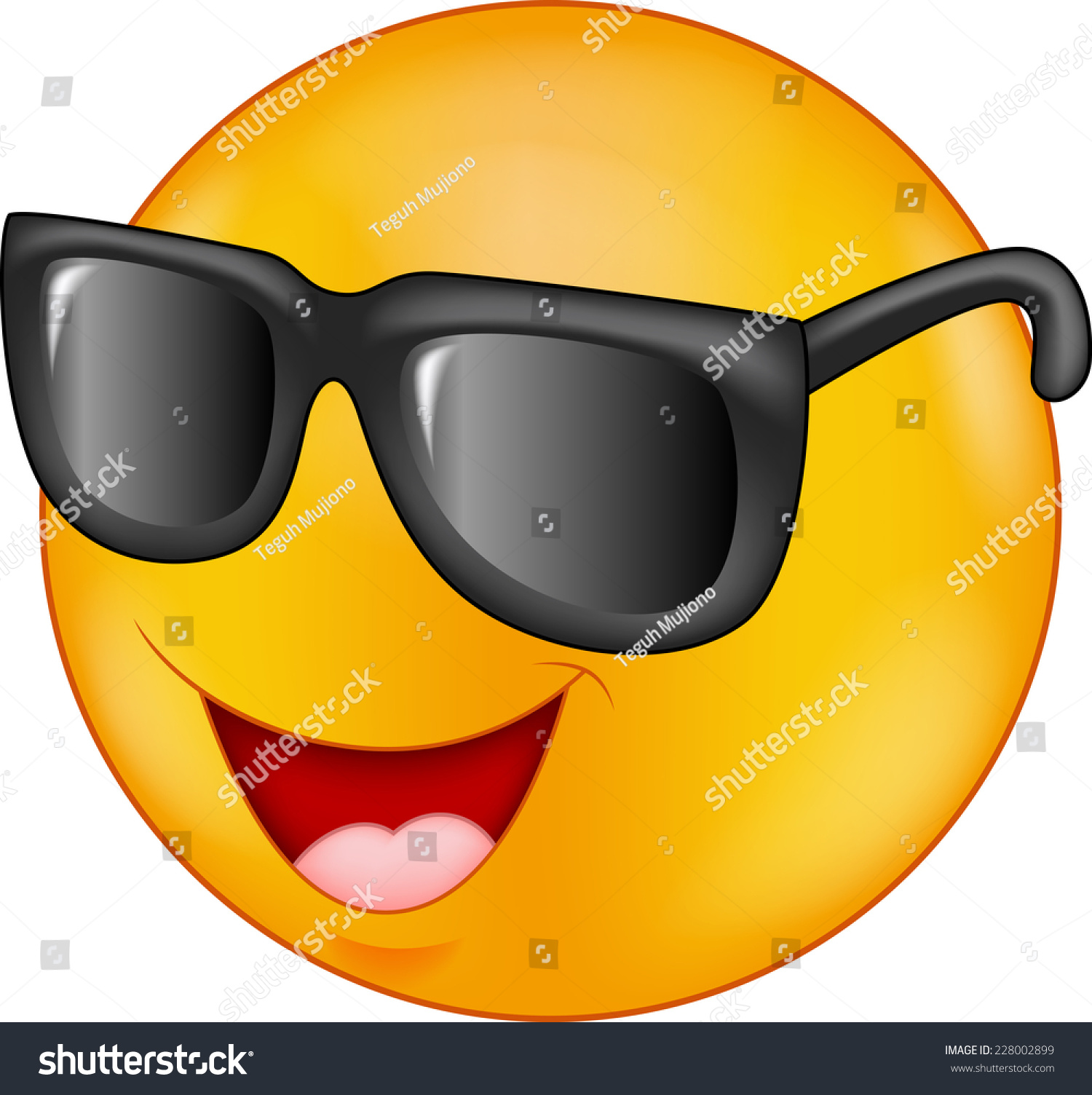 Smiling Emoticon Wearing Sunglasses Stock Vector Illustration 228002899 ...