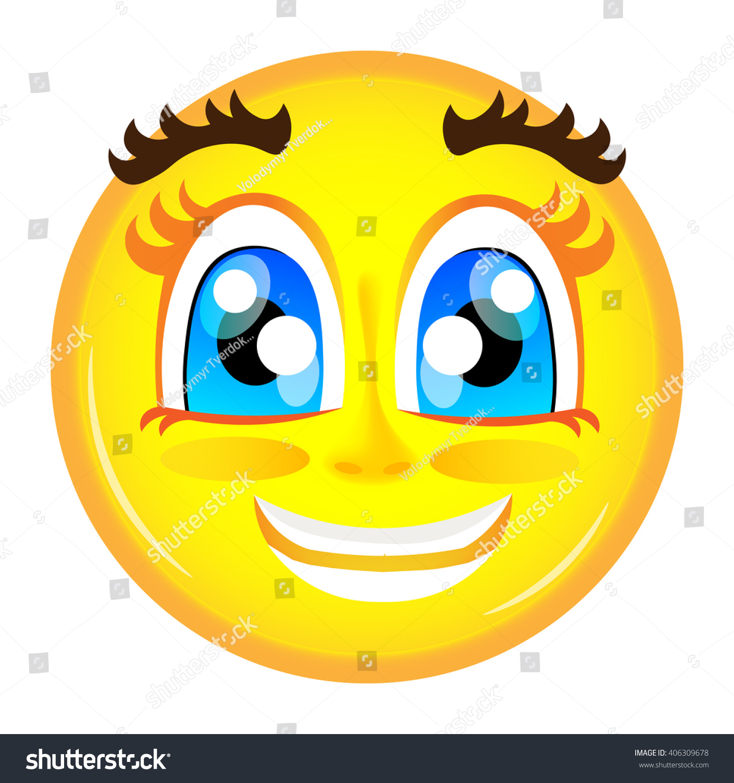 Smiling Emoticon Big Eyes Rosy Cheeks Stock Vector (Royalty Free) 406309678